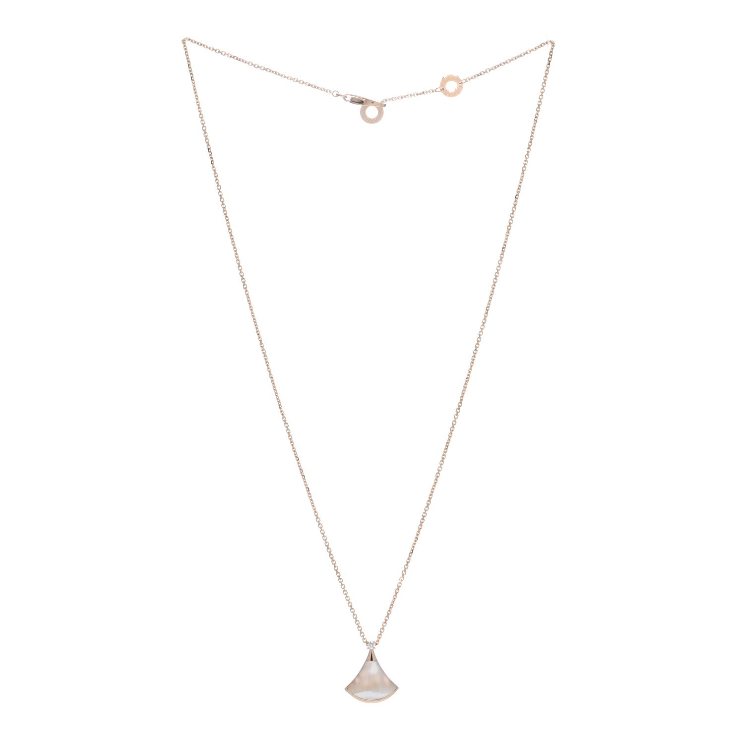 Bulgari 18K Rose Gold Diamond Mother of Pearl Small Divas' Dream Pendant Necklace 2 of 5