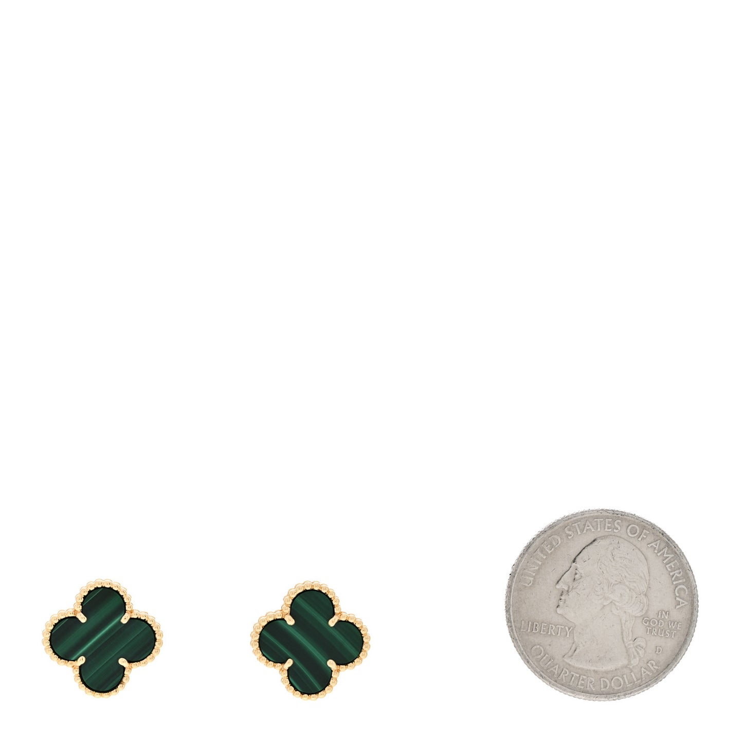 18K Yellow Gold Malachite Vintage Alhambra Earrings