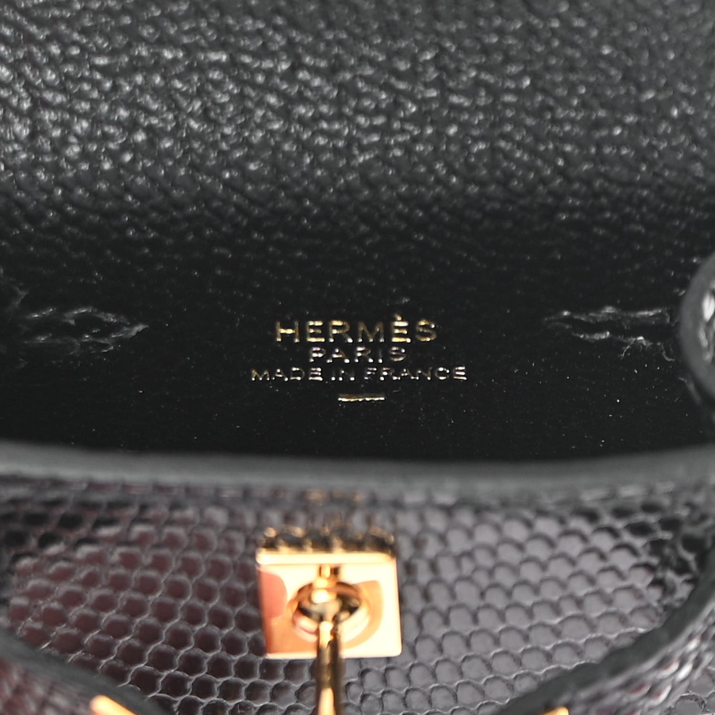 Lizard Mini Kelly Twilly Bag Charm Black