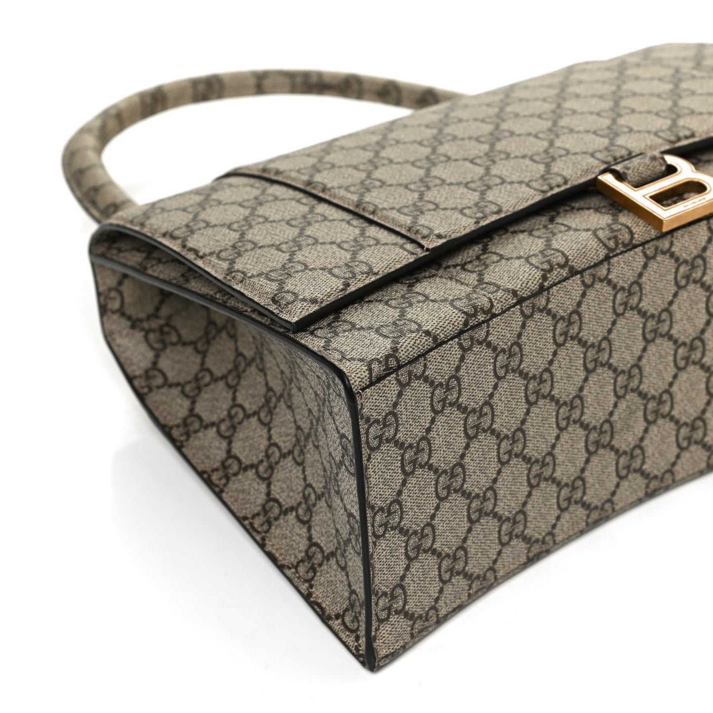 X GUCCI GG Supreme Monogram Medium Hourglass Top Handle Bag Beige Ebony