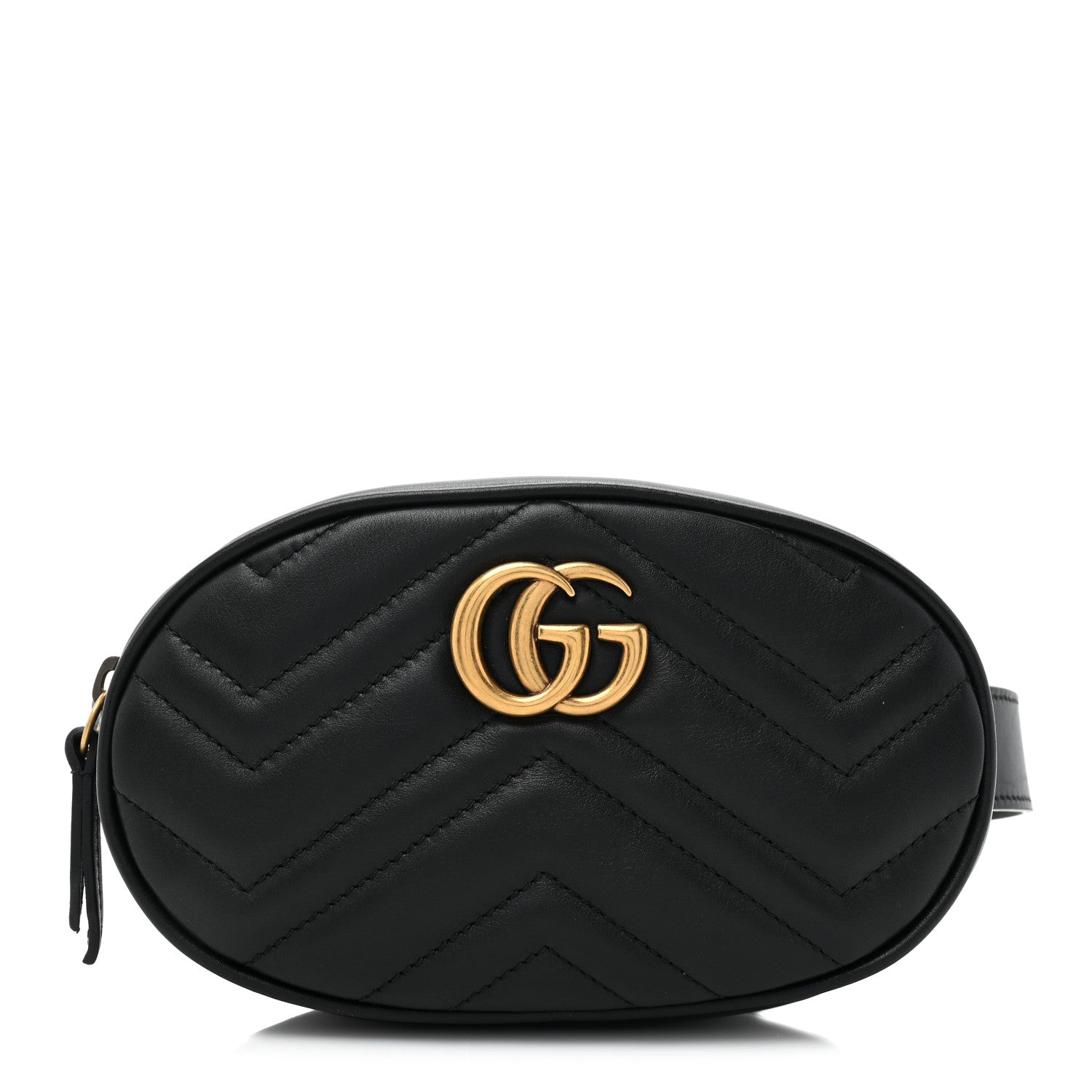 Gucci Calfskin Matelasse GG Marmont Belt Bag 75 30 Black 1 of 9