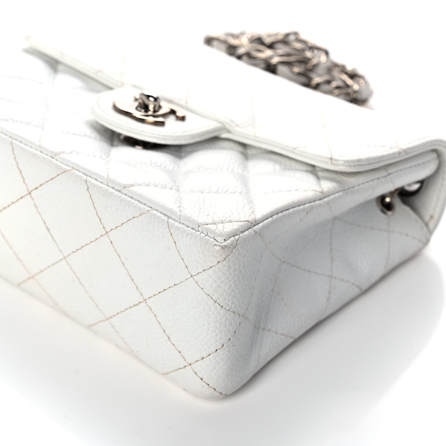Chanel Caviar Quilted Mini Square Flap White 10 of 13
