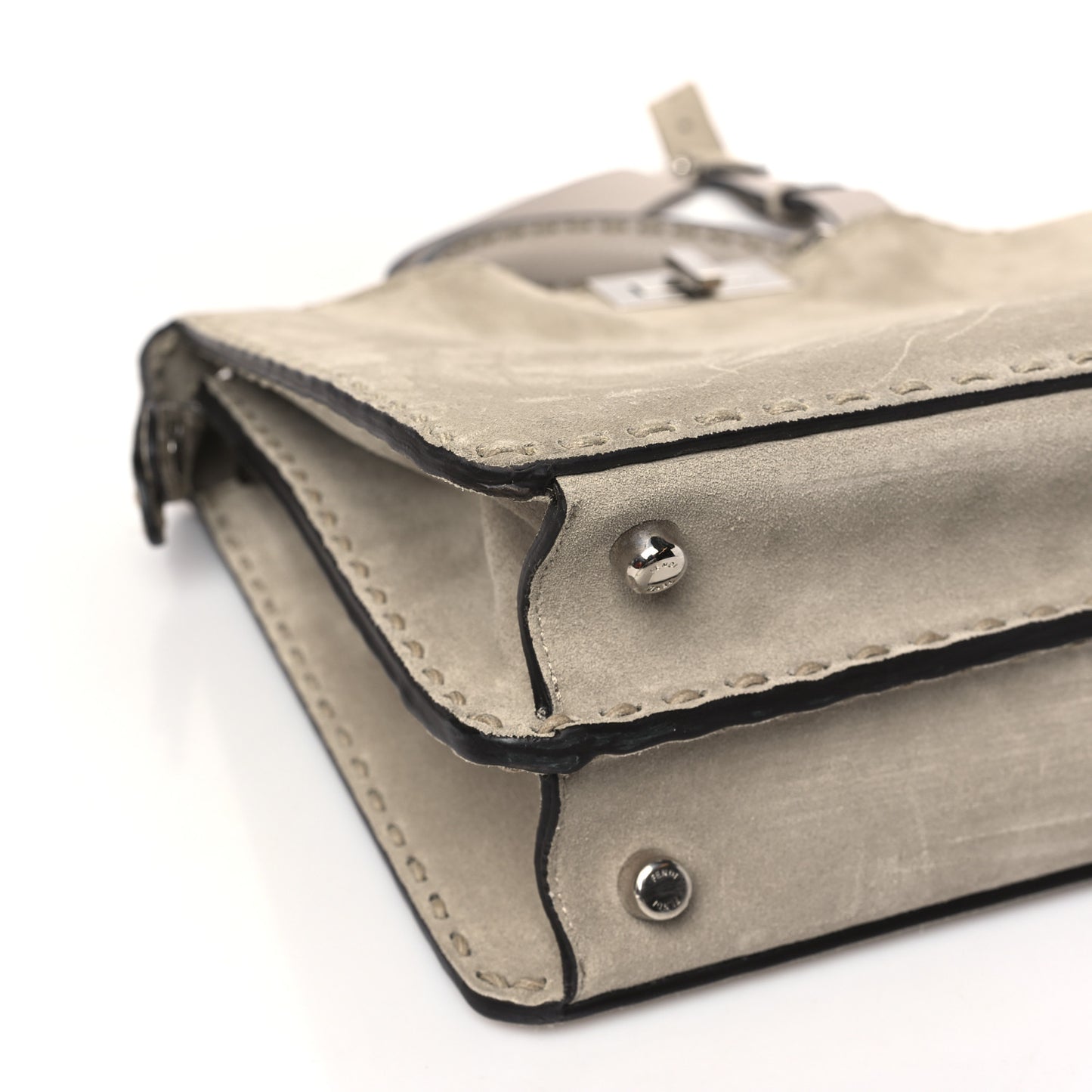 Suede Medium Peekaboo I See U Satchel Dove Grey