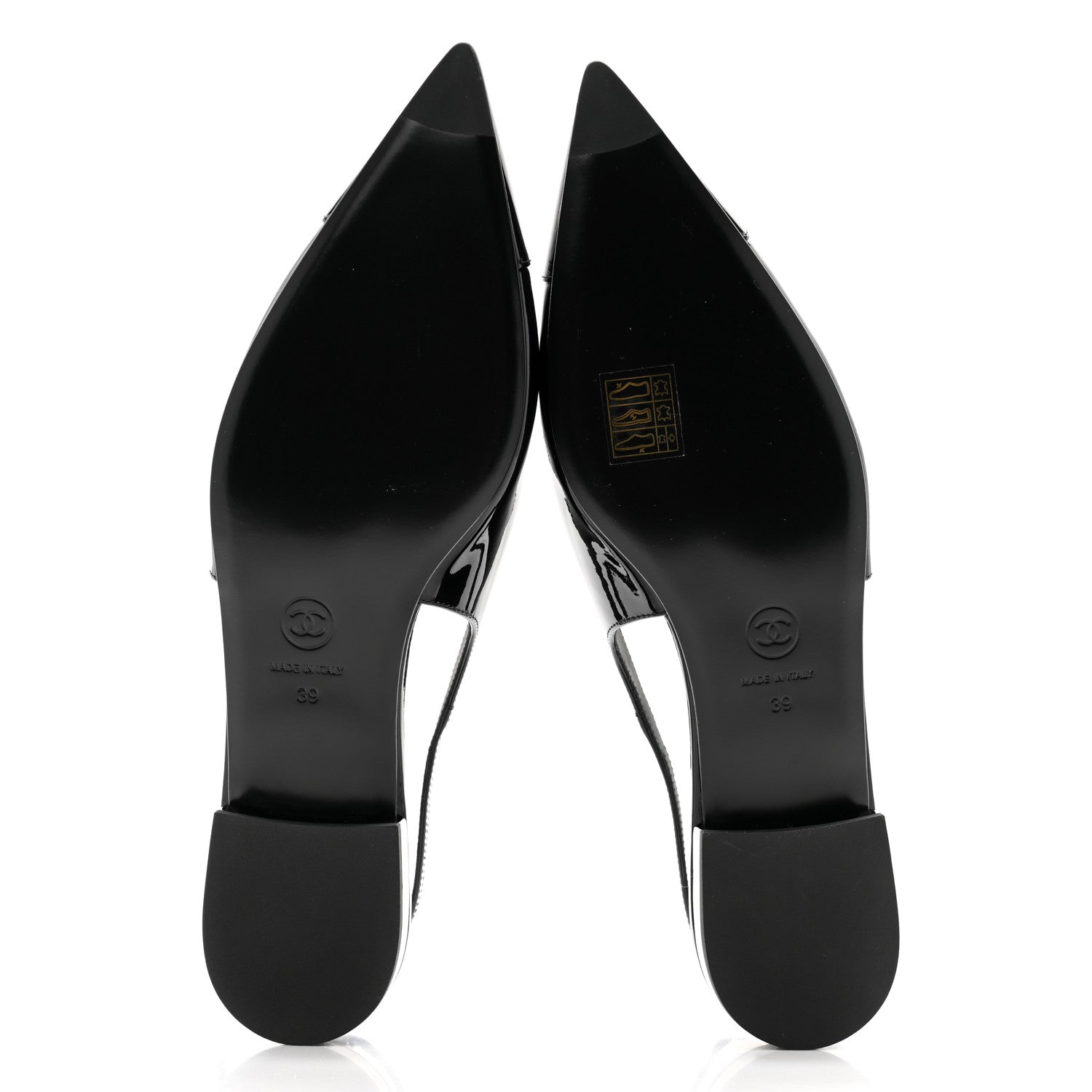 Chanel Patent Calfskin Cap Toe Slingback Flats 39 Black 5 of 9