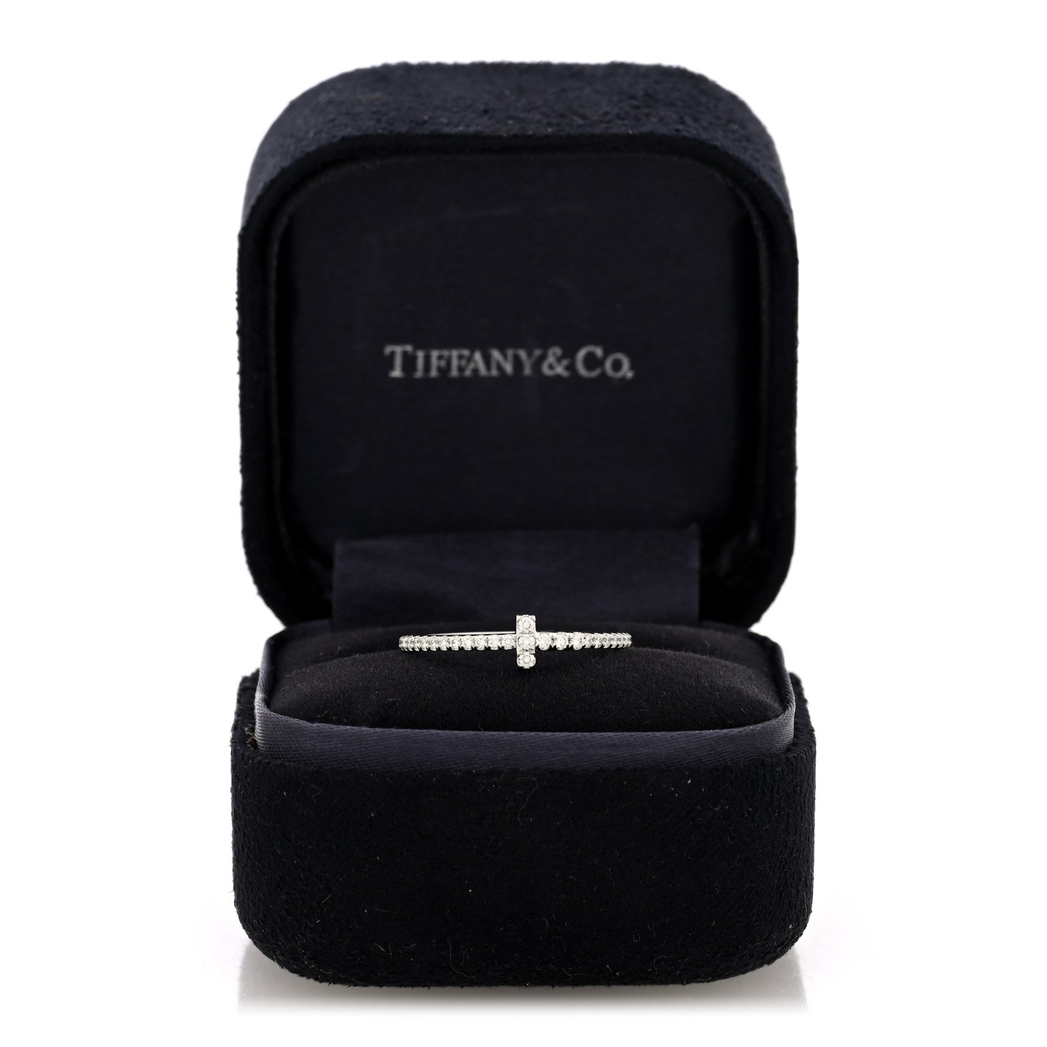 Tiffany 18K White Gold Diamond T Wire Pave Ring 54 7 5 of 5