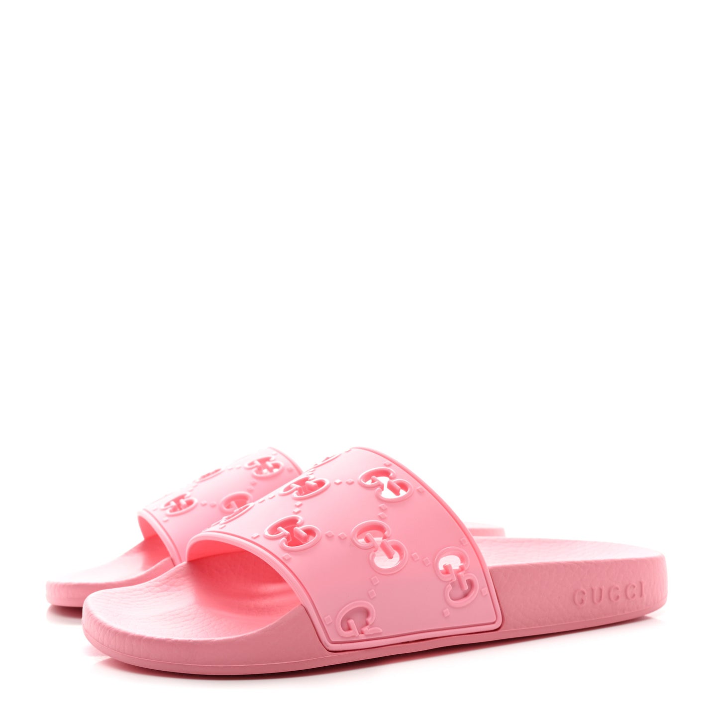 Rubber GG Monogram Perforated Womens Slide Sandals 37 Rose Box