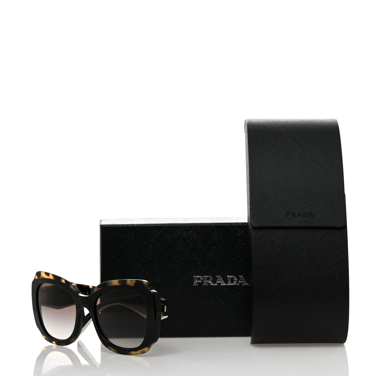 Prada Acetate Square Sunglasses SPR 16Y Black Havana 7 of 7