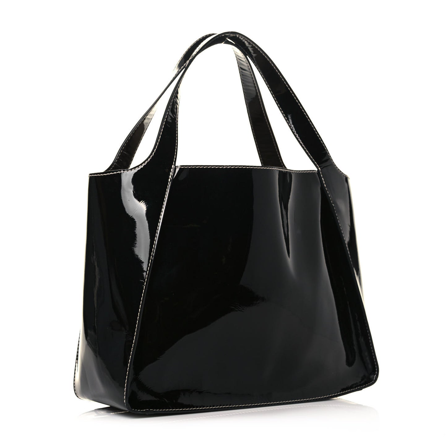 Eco Alter Patent East West Perforated Tote Black