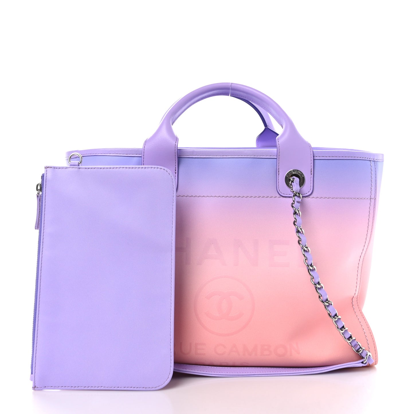 Shaded Calfskin Small Deauville Tote Light Purple Pink Coral