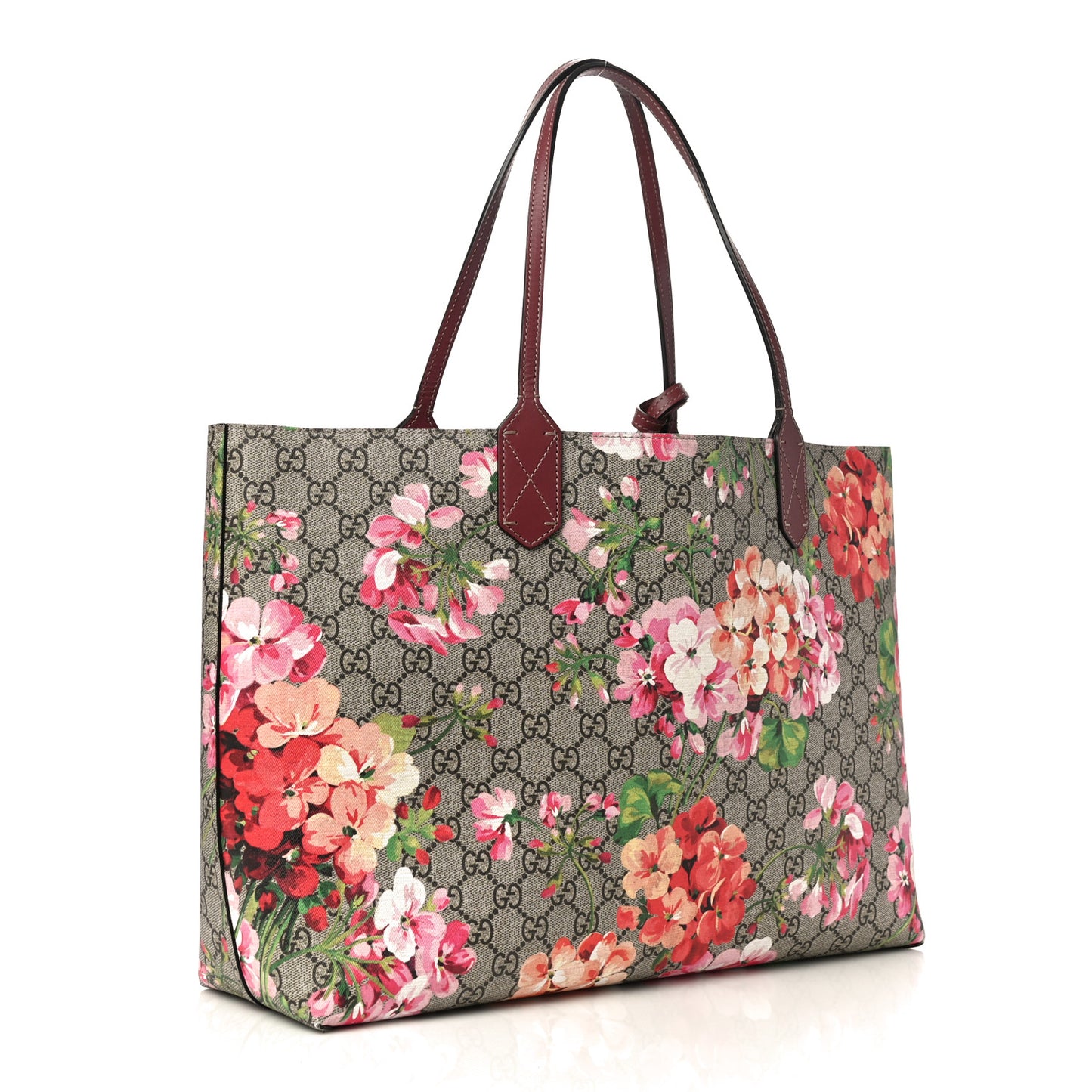 GG Supreme Monogram Blooms Medium Reversible Tote Beige Multicolor Dry Rose