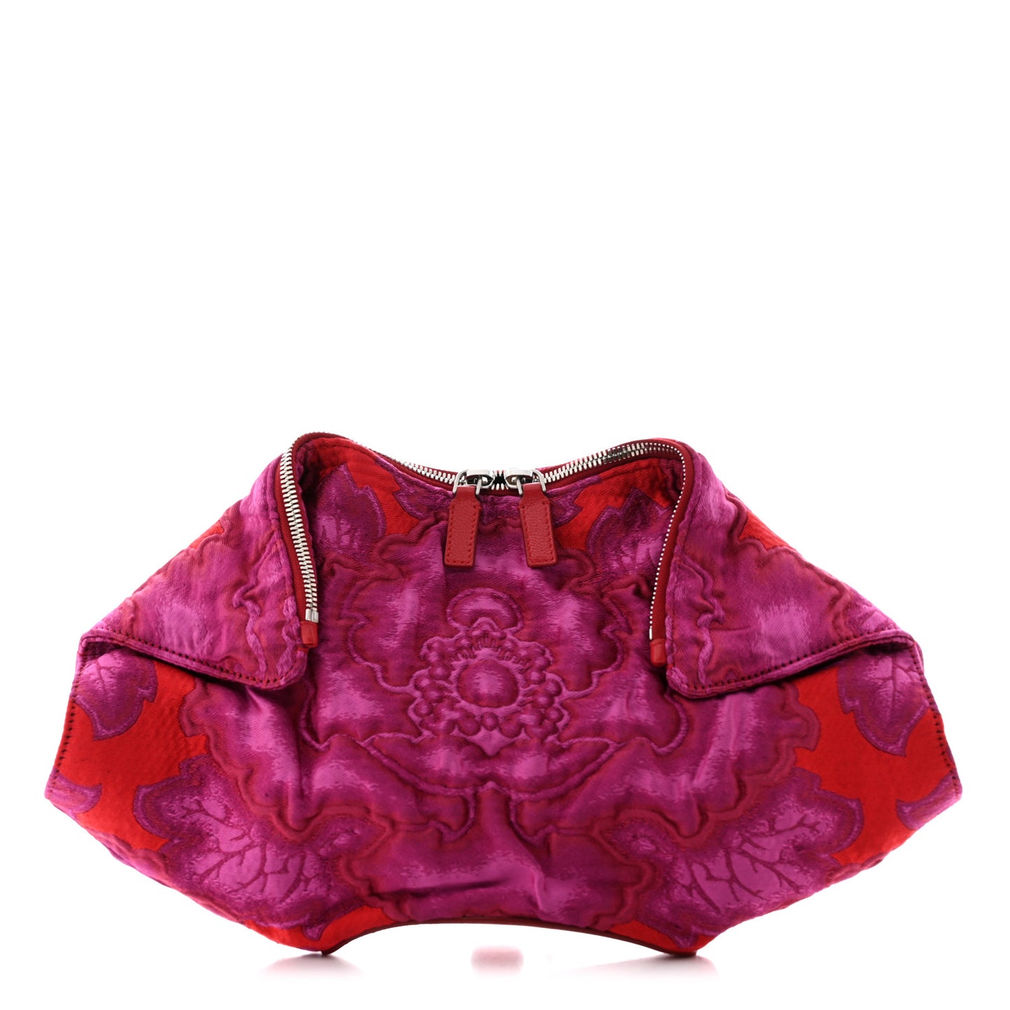 Silk Brocade De Manta Clutch Fuchsia Red