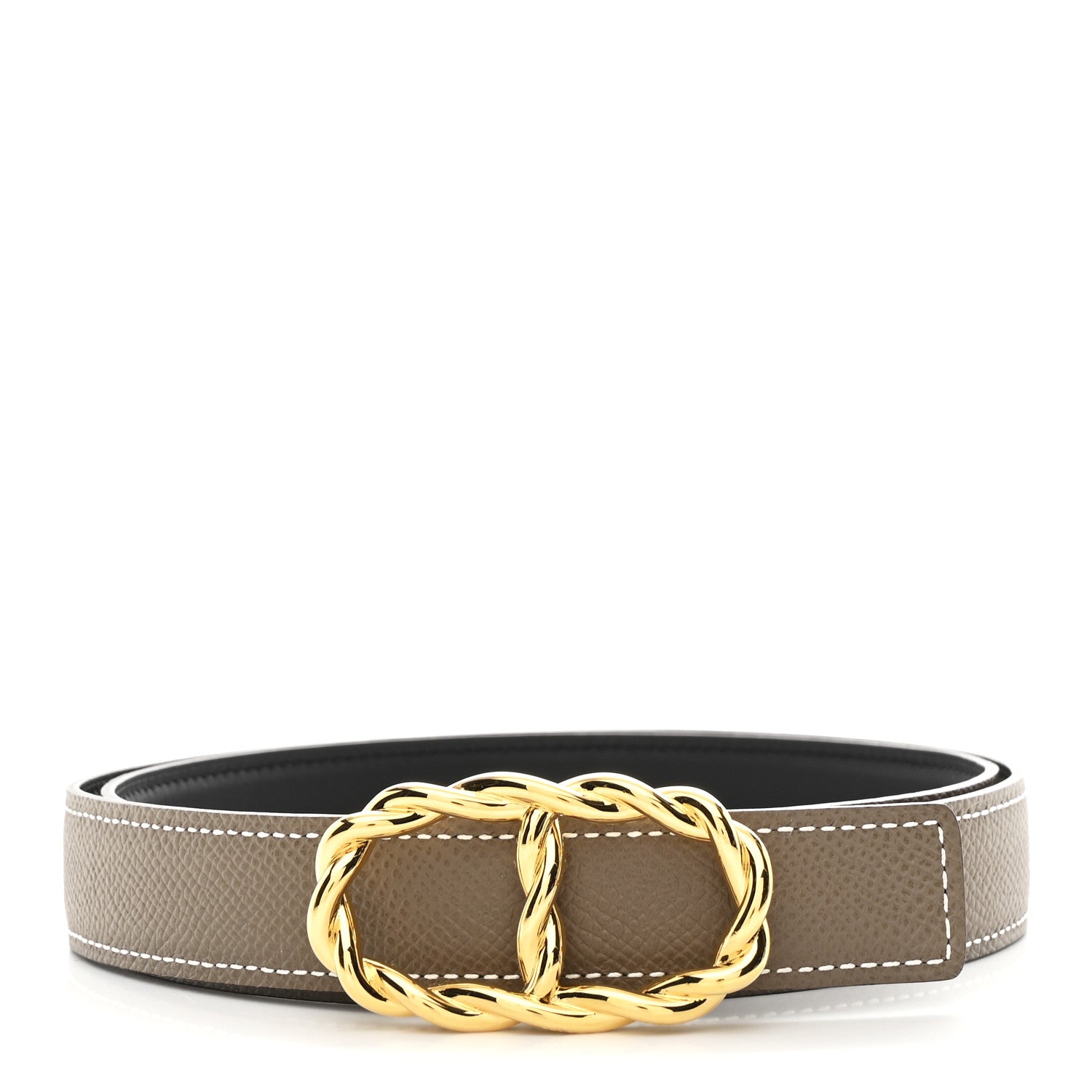 Hermes Swift Epsom 24mm Maillon Torsade Belt 80 Etoupe Black