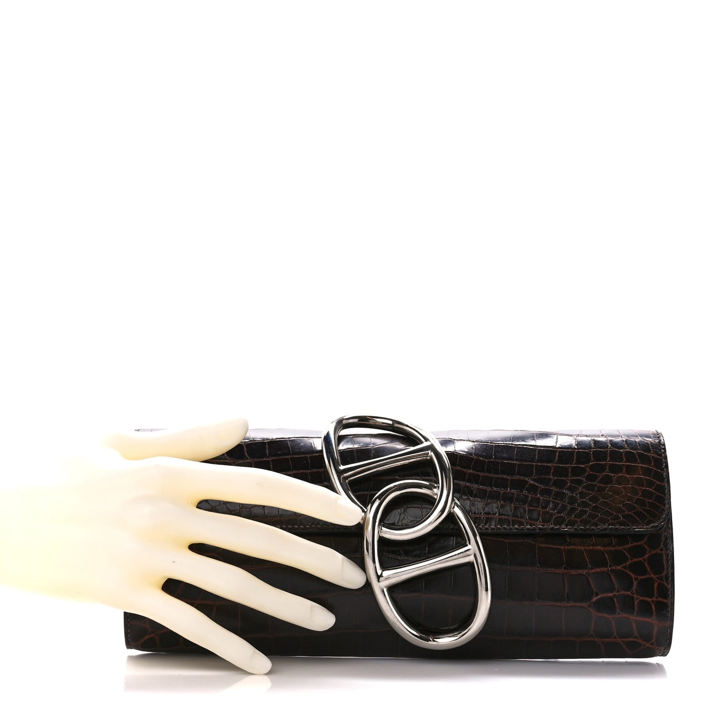 Shiny Niloticus Crocodile Egee Clutch Bordeaux