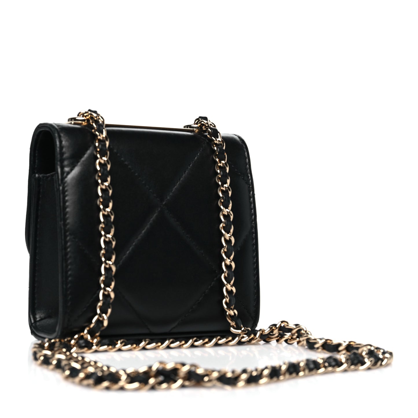 Lambskin Quilted Mini Trendy CC Chain Wallet Black