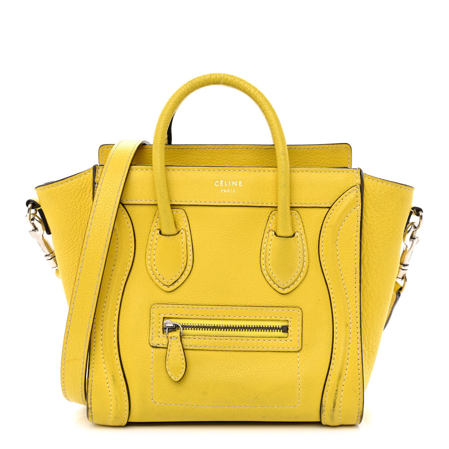Drummed Calfskin Nano Luggage Citron