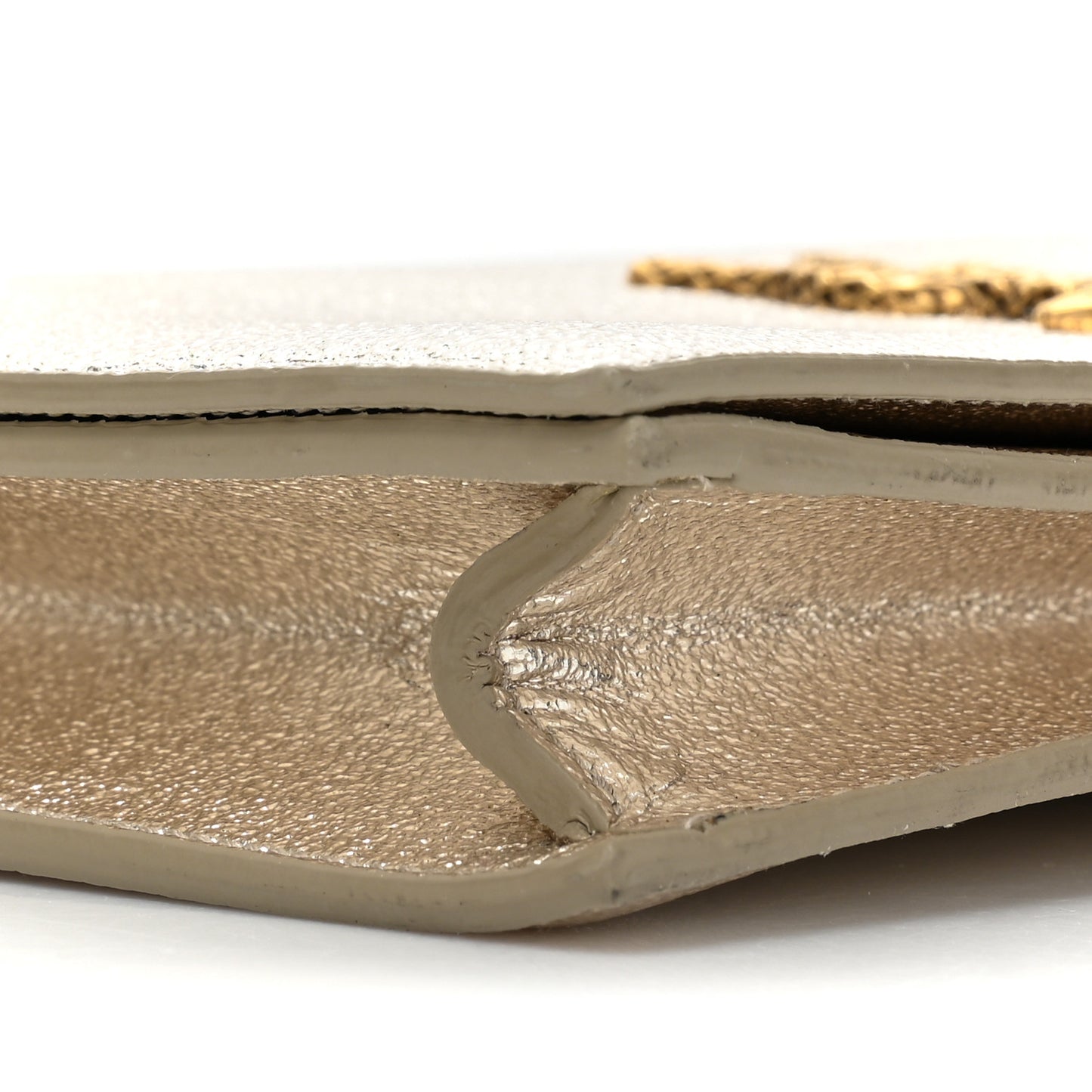 Metallic Calfskin Medium Serpent Clutch Gold