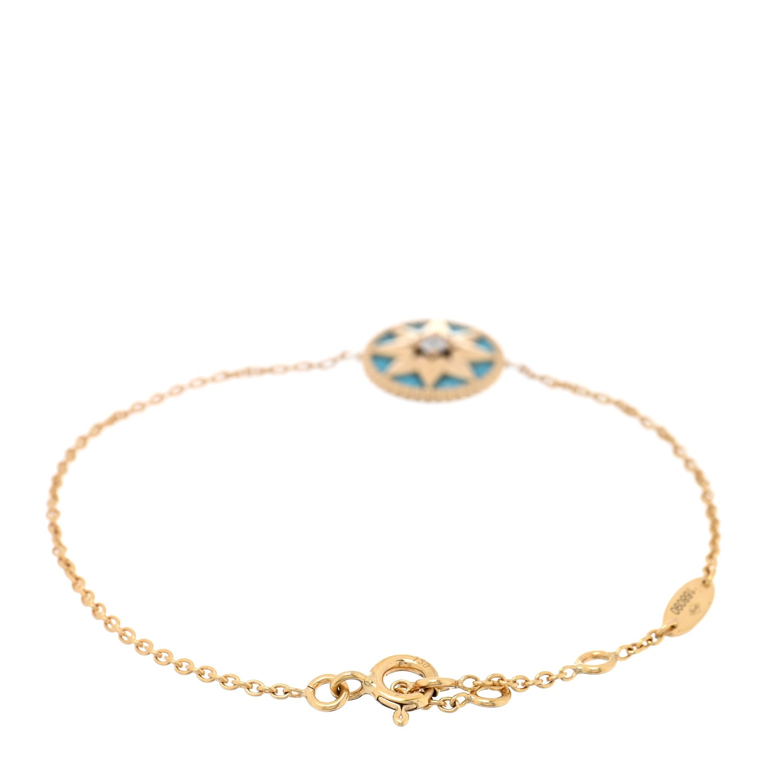 Christian Dior 18K Yellow Gold Diamond Turquoise Rose des Vents Bracelet 2 of 4