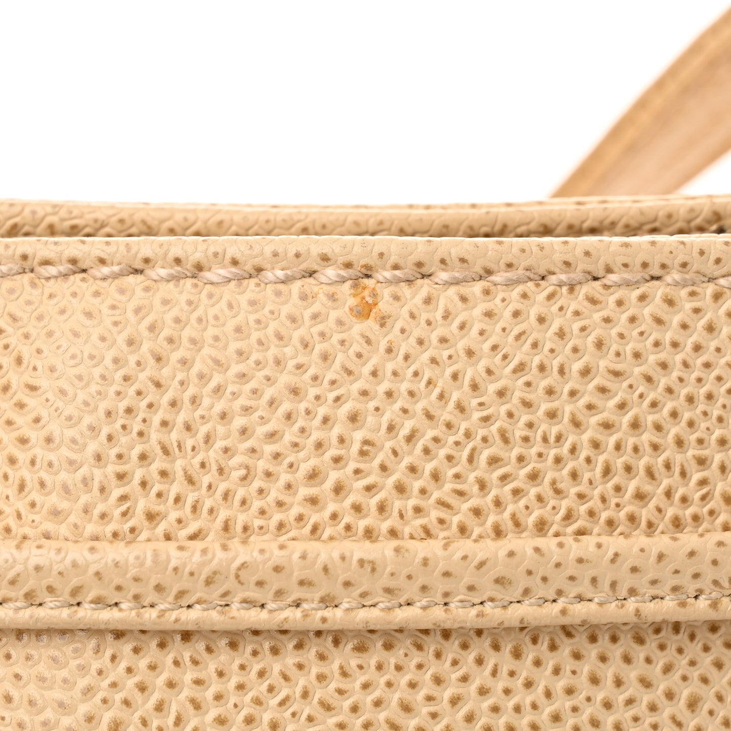 Caviar Wood CC Drawstring Bucket Bag Beige