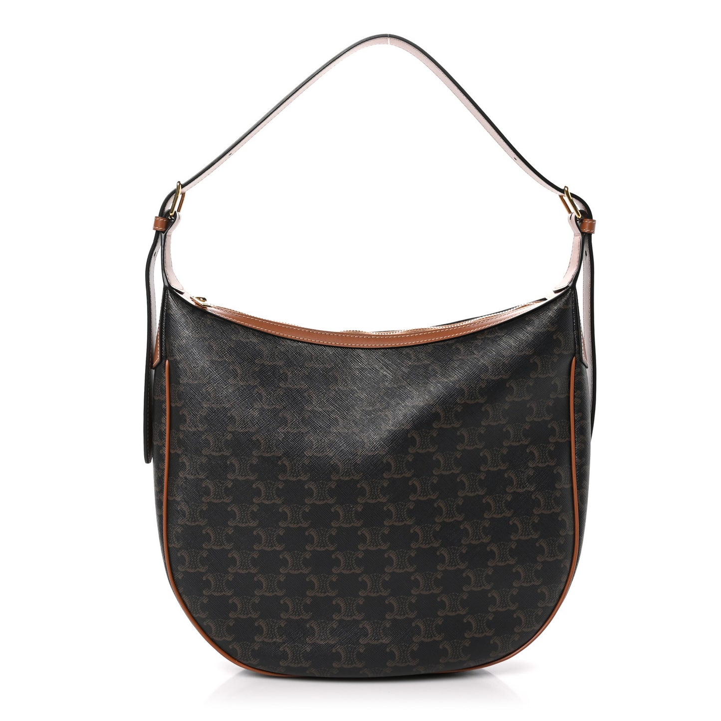 Calfskin Triomphe Canvas Heloise Shoulder Bag Tan