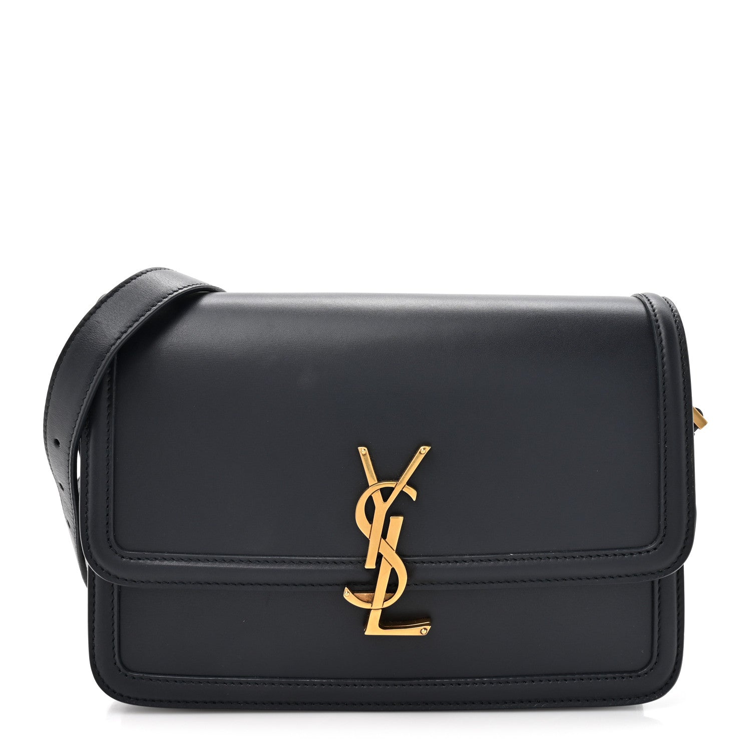 Saint Laurent Box Calfskin Monogram Medium Solferino Satchel Deep