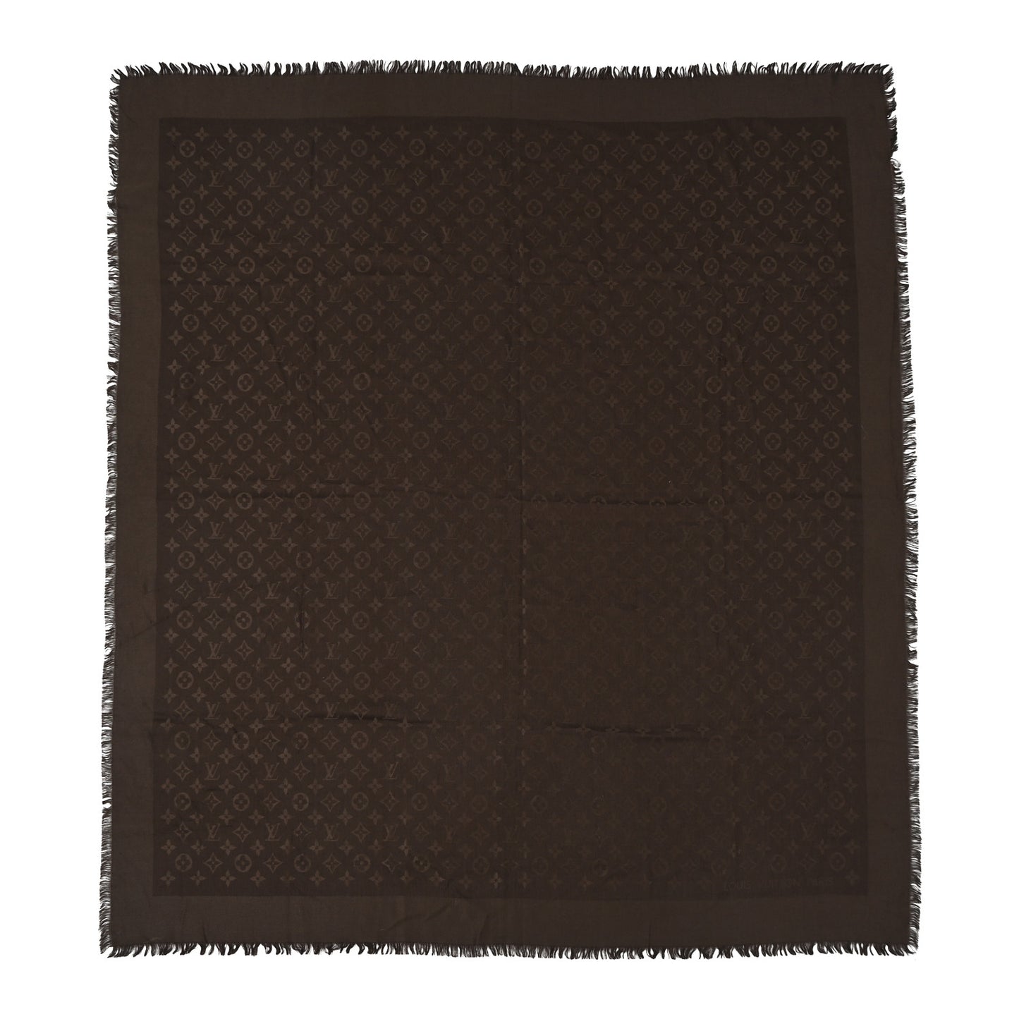 Silk Wool Monogram Shawl Brown