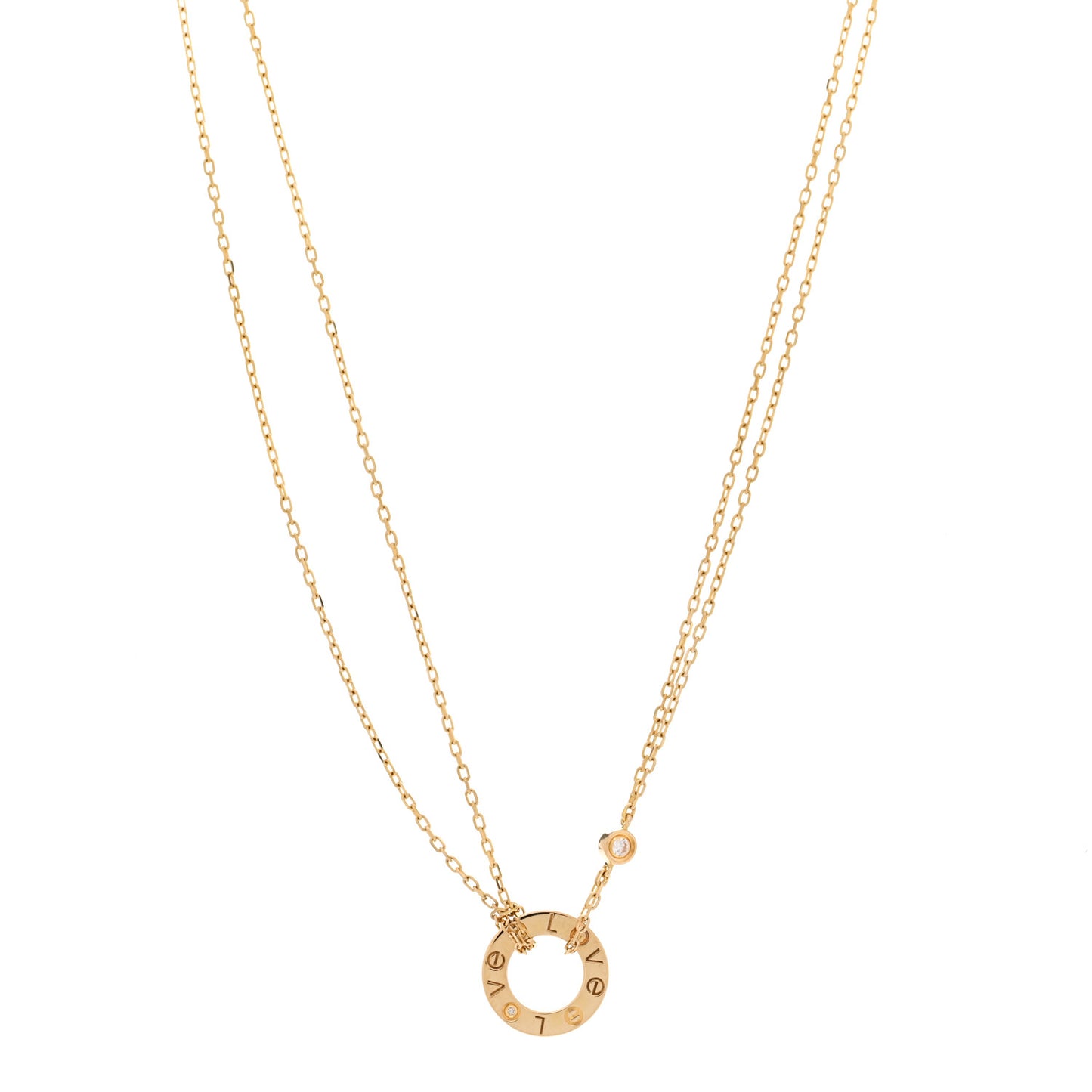 18K Yellow Gold 2 Diamond LOVE Necklace