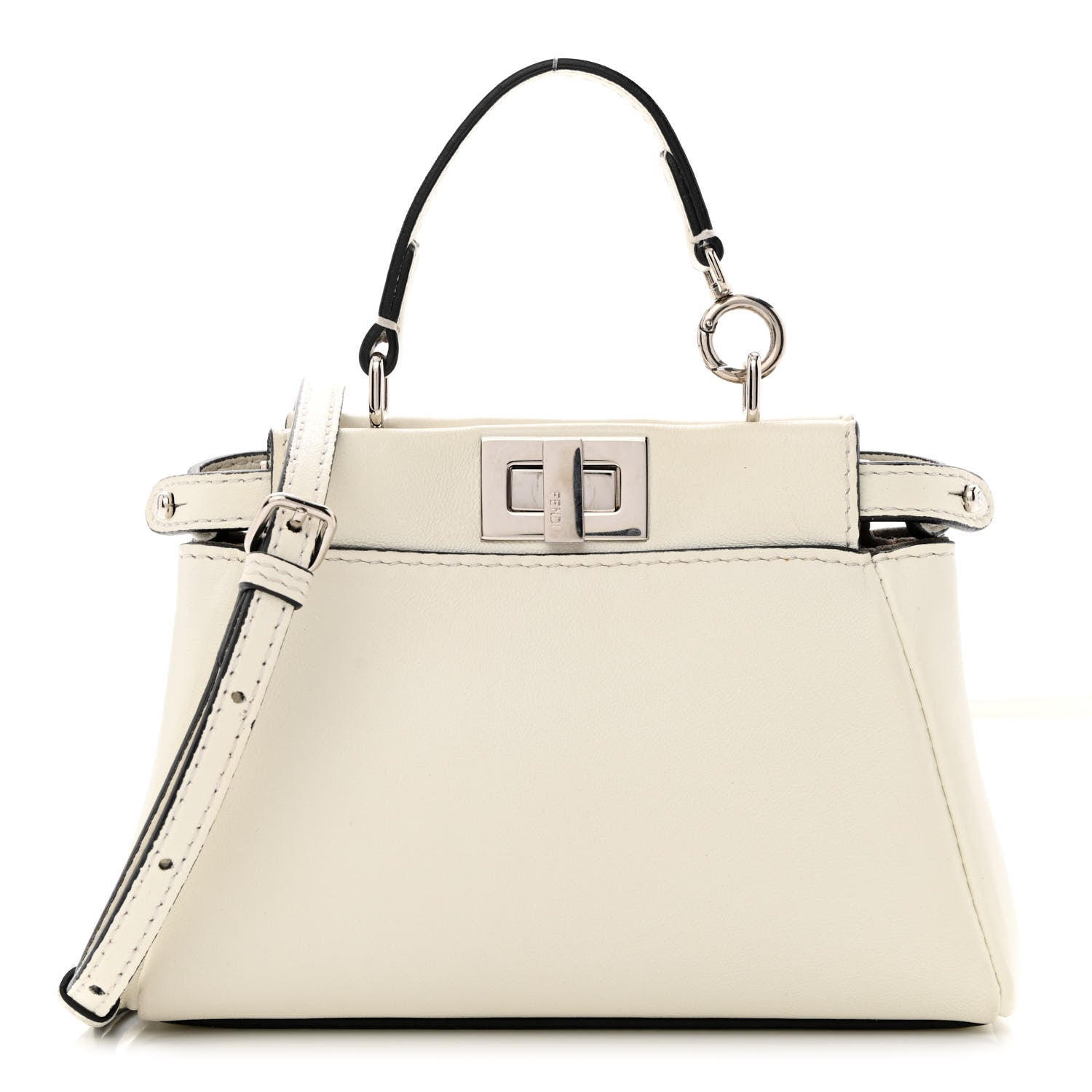 Fendi Shiny Nappa Micro Peekaboo Iconic Satchel White 1 of 11