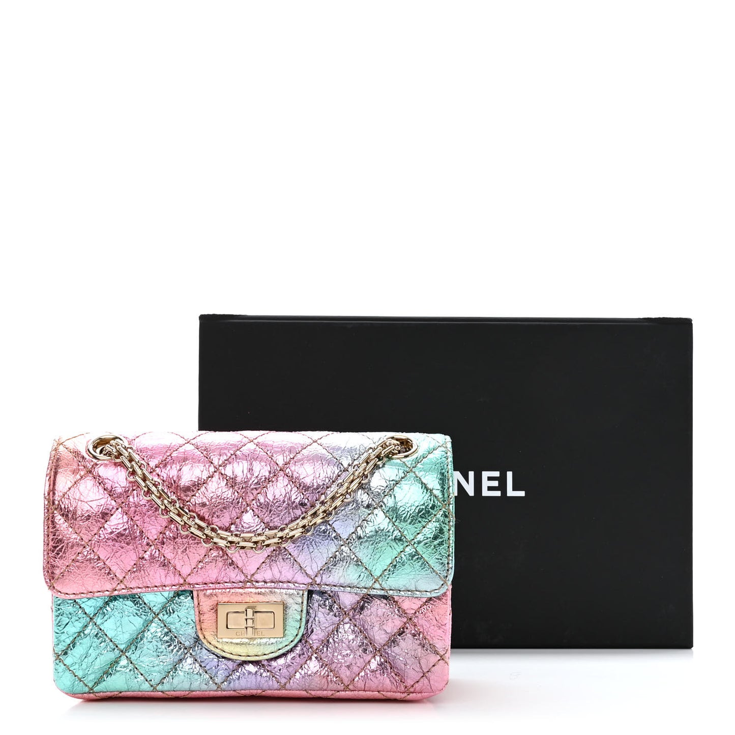 Metallic Goatskin Quilted Mini 2.55 Reissue Flap Multicolor