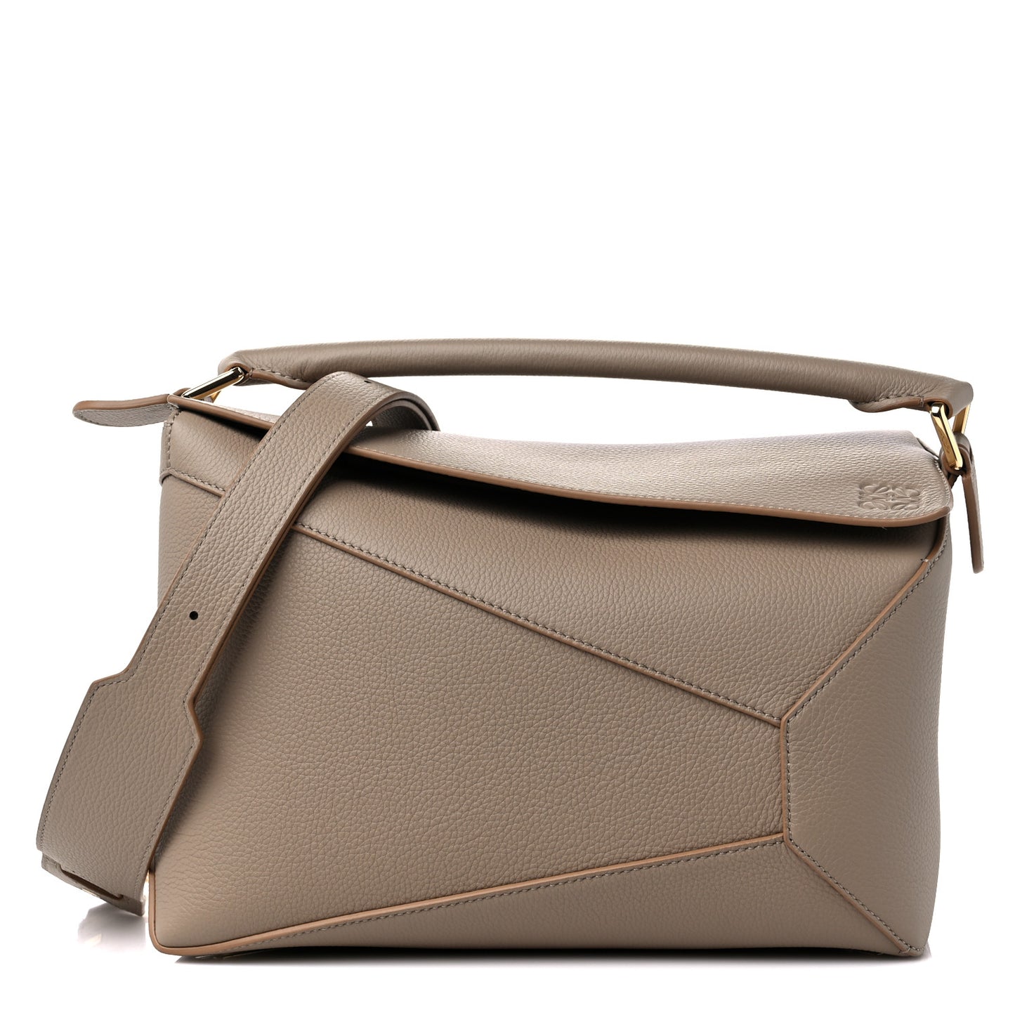Grained Calfskin Small Puzzle Edge Bag Sand