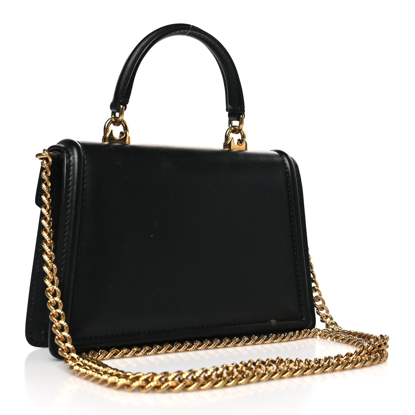 Smooth Calfskin Small Devotion Envelope Top Handle Bag Black