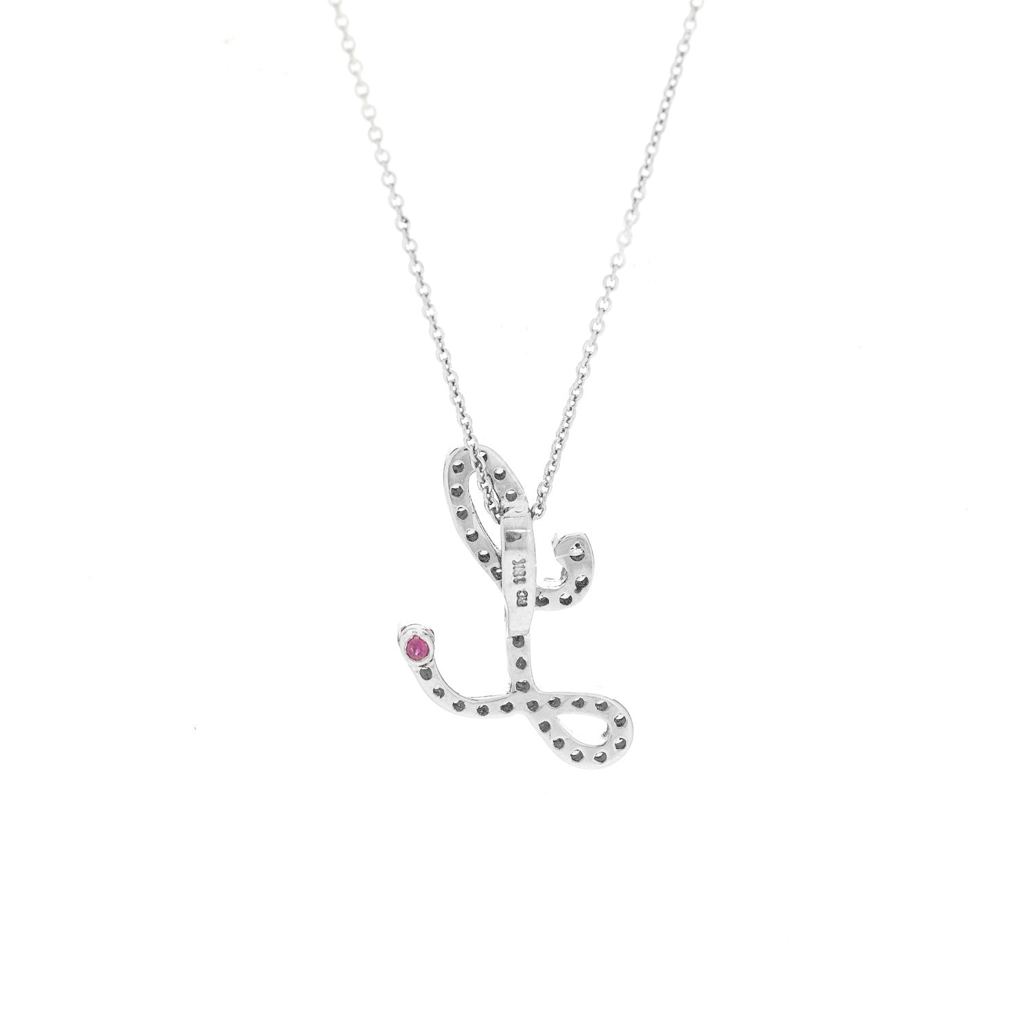 Roberto Coin 18K White Gold Diamond Cursive Letter L Pendant Necklace 3 of 4