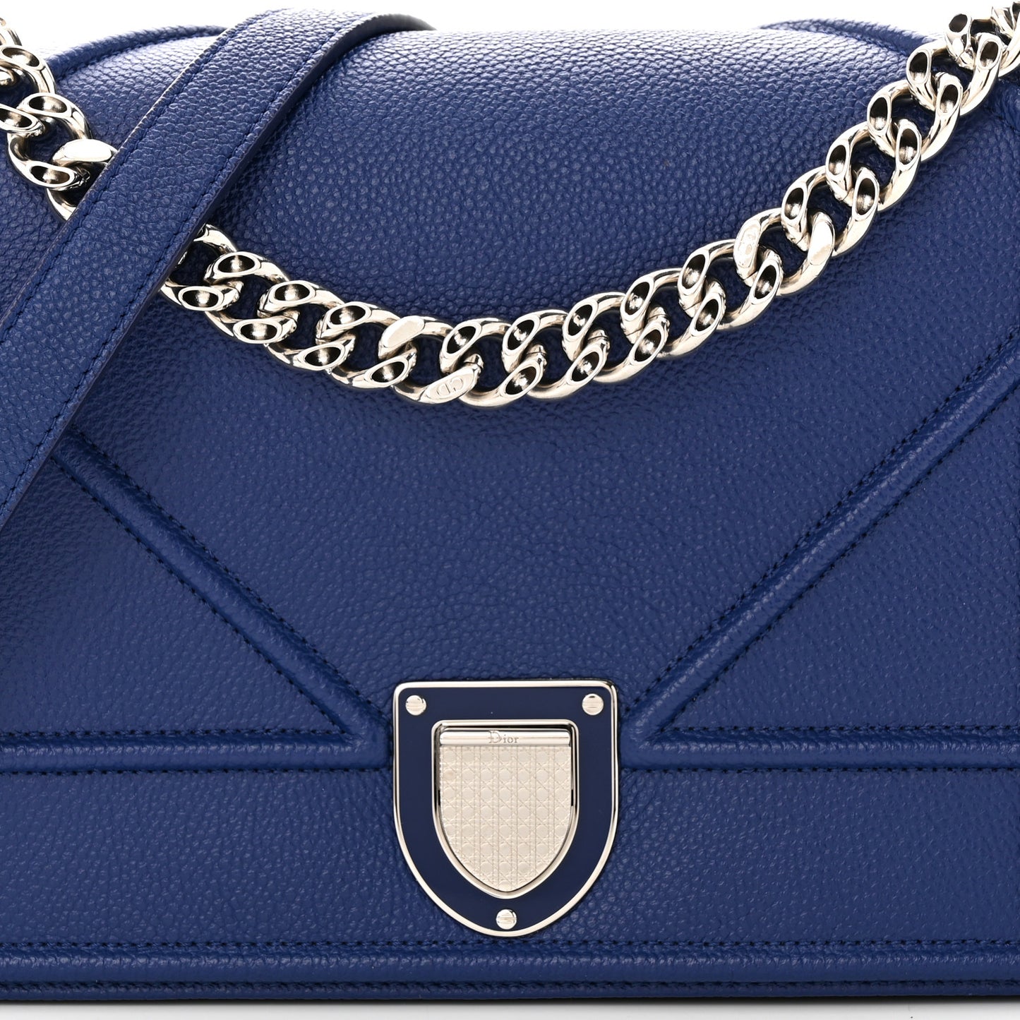 Grained Calfskin Small Diorama Flap Bag Bleu De Minuit