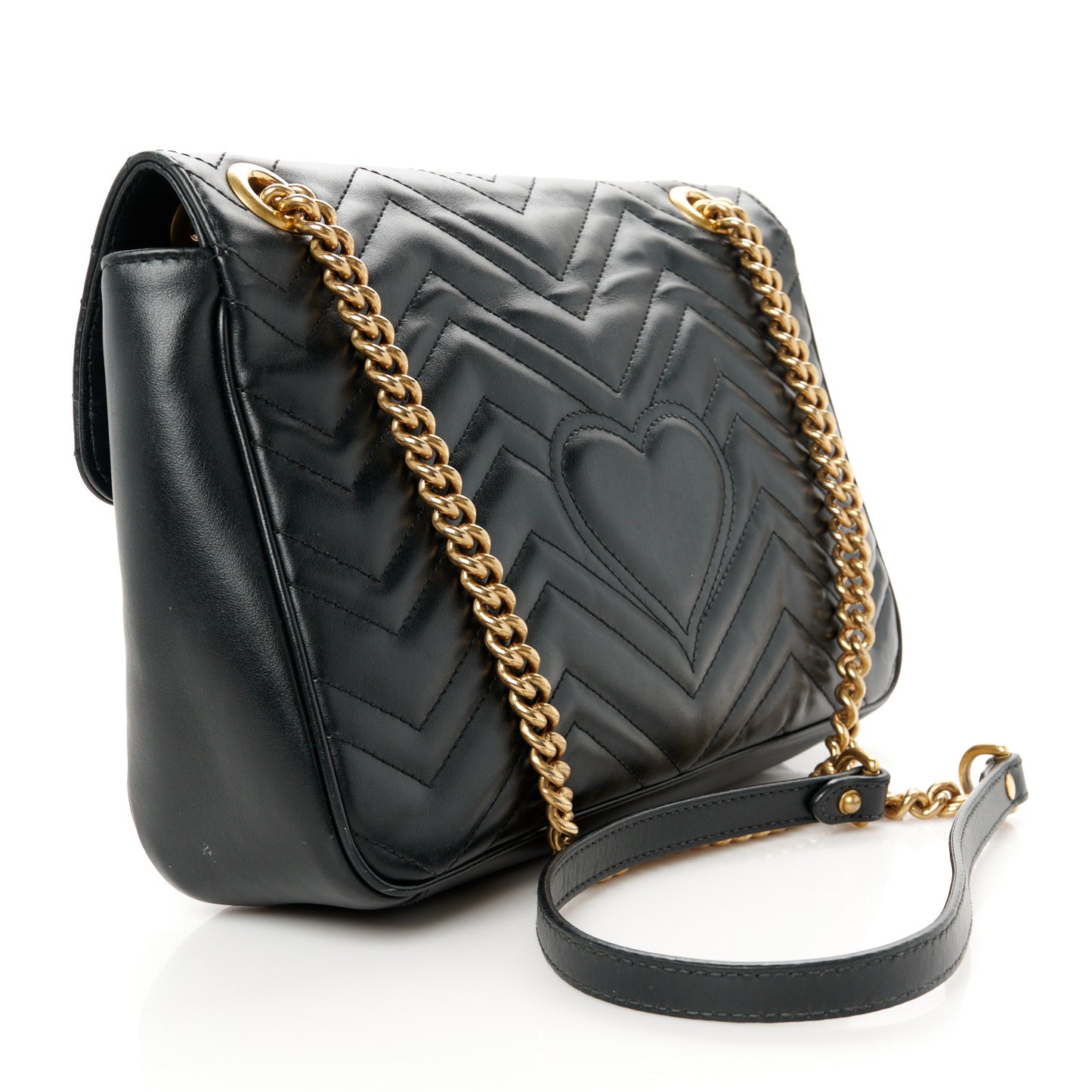 Calfskin Matelasse Medium GG Marmont Shoulder Bag Black