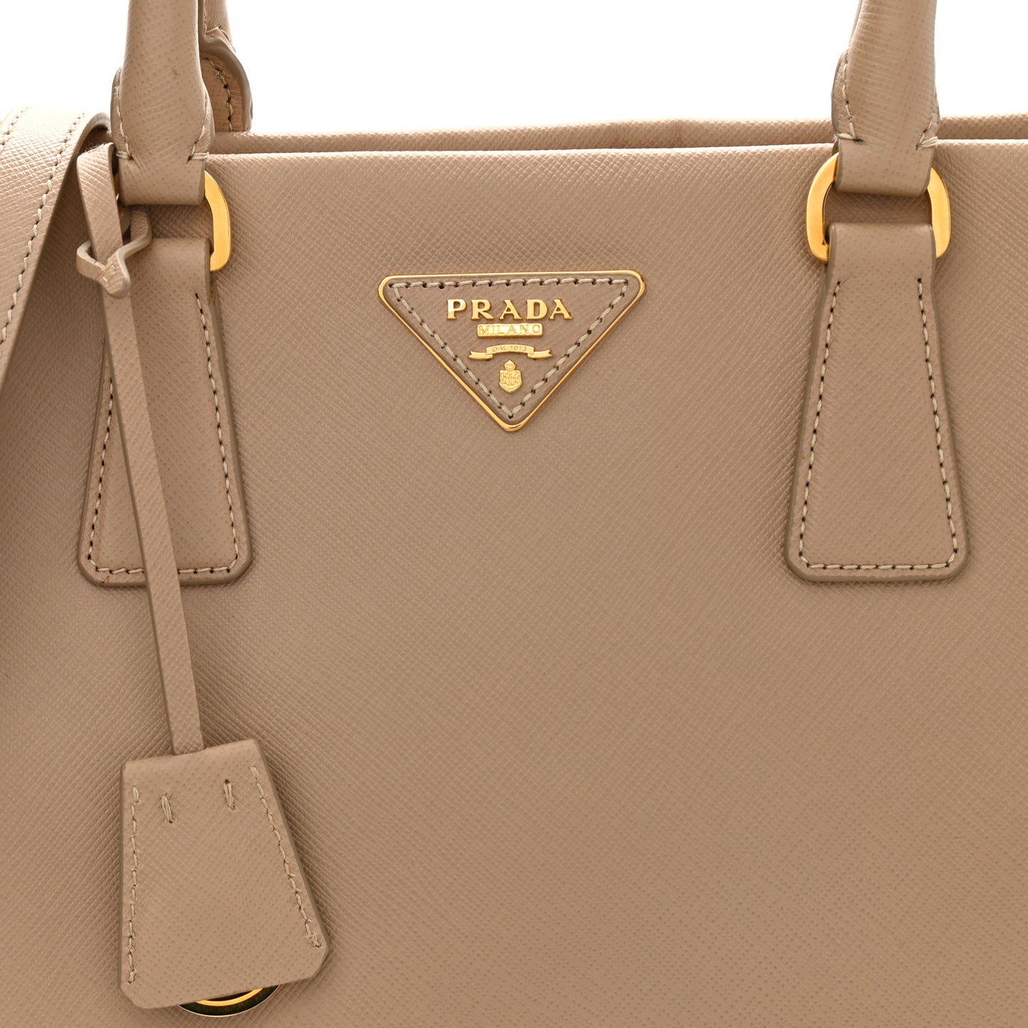 Saffiano Lux Double Handle Shopping Tote Sabbia
