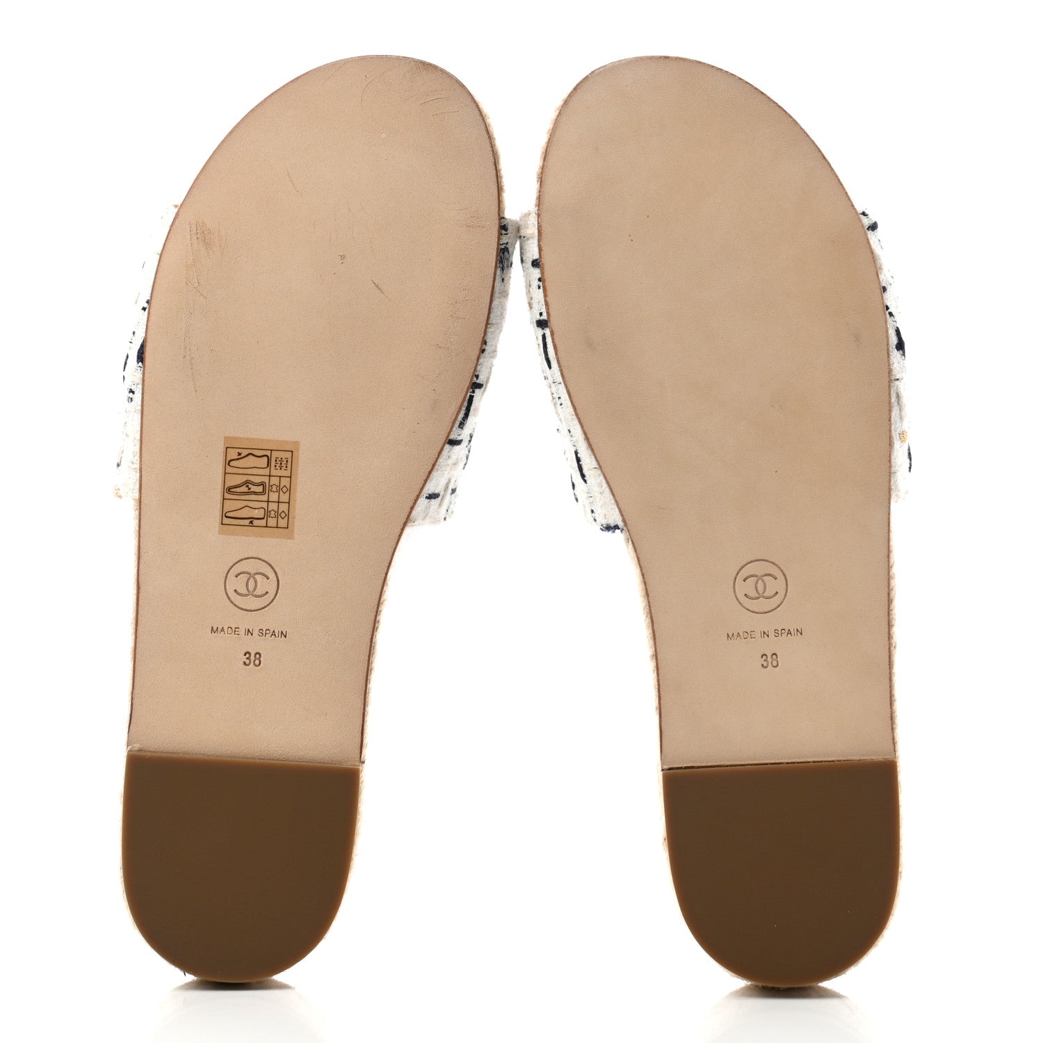 Chanel Tweed Grosgrain CC Mule Slide 38 White Black 5 of 8