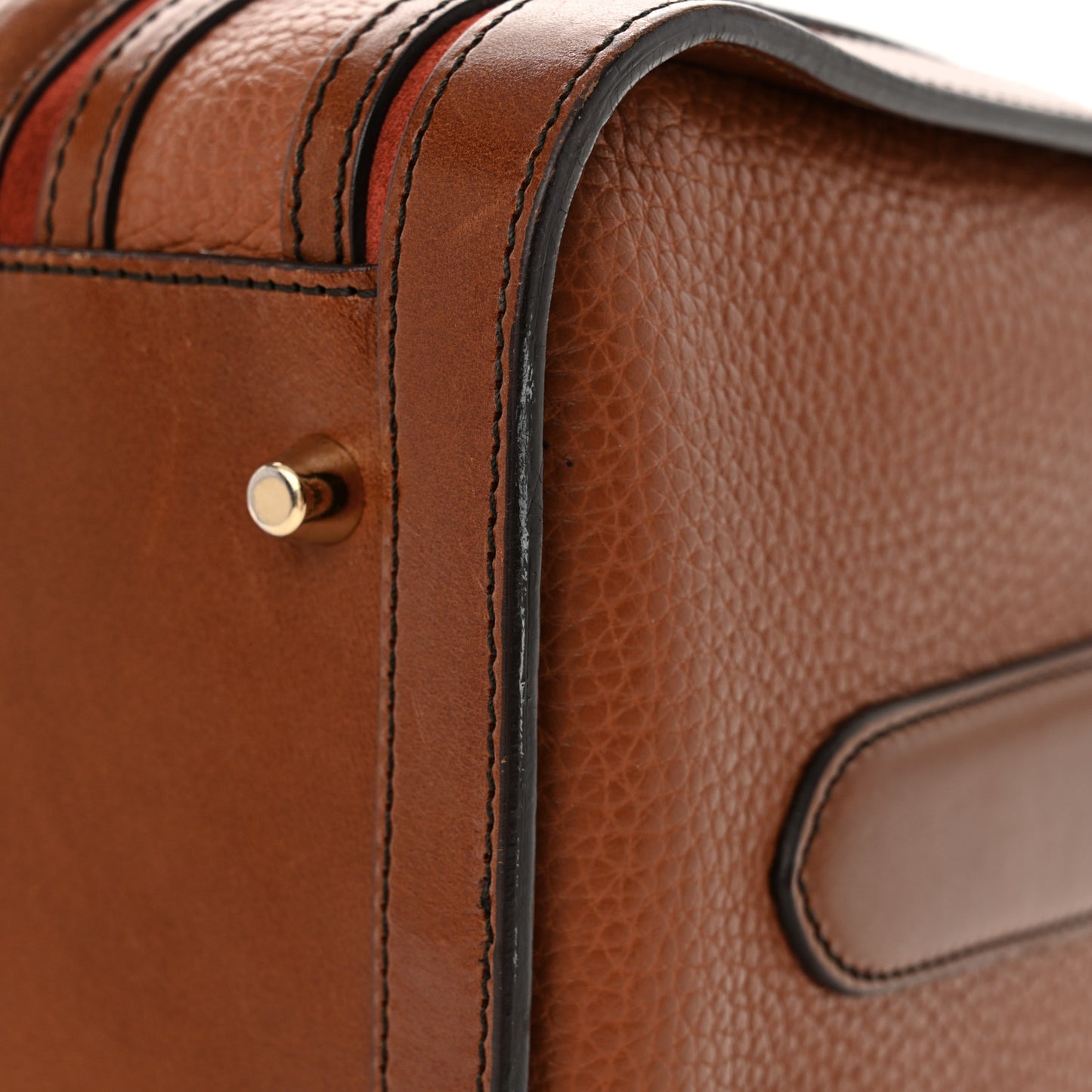 Grainy Calfskin Medium Alchester Bowling Bag Brown