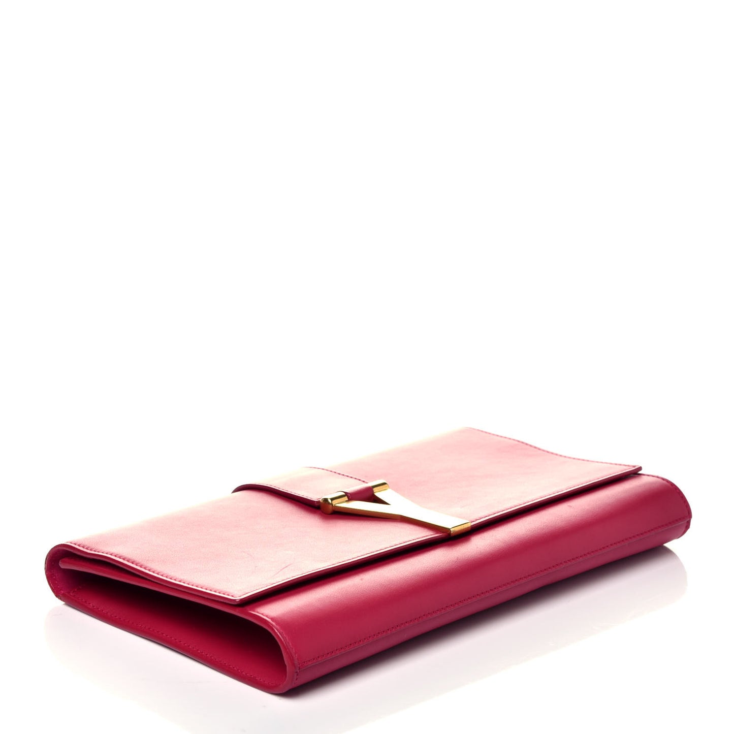 Calfskin Classic Y Ligne Clutch Fuchsia