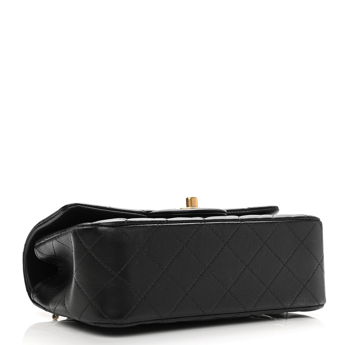 Lambskin Quilted Mini Top Handle Rectangular Flap Black