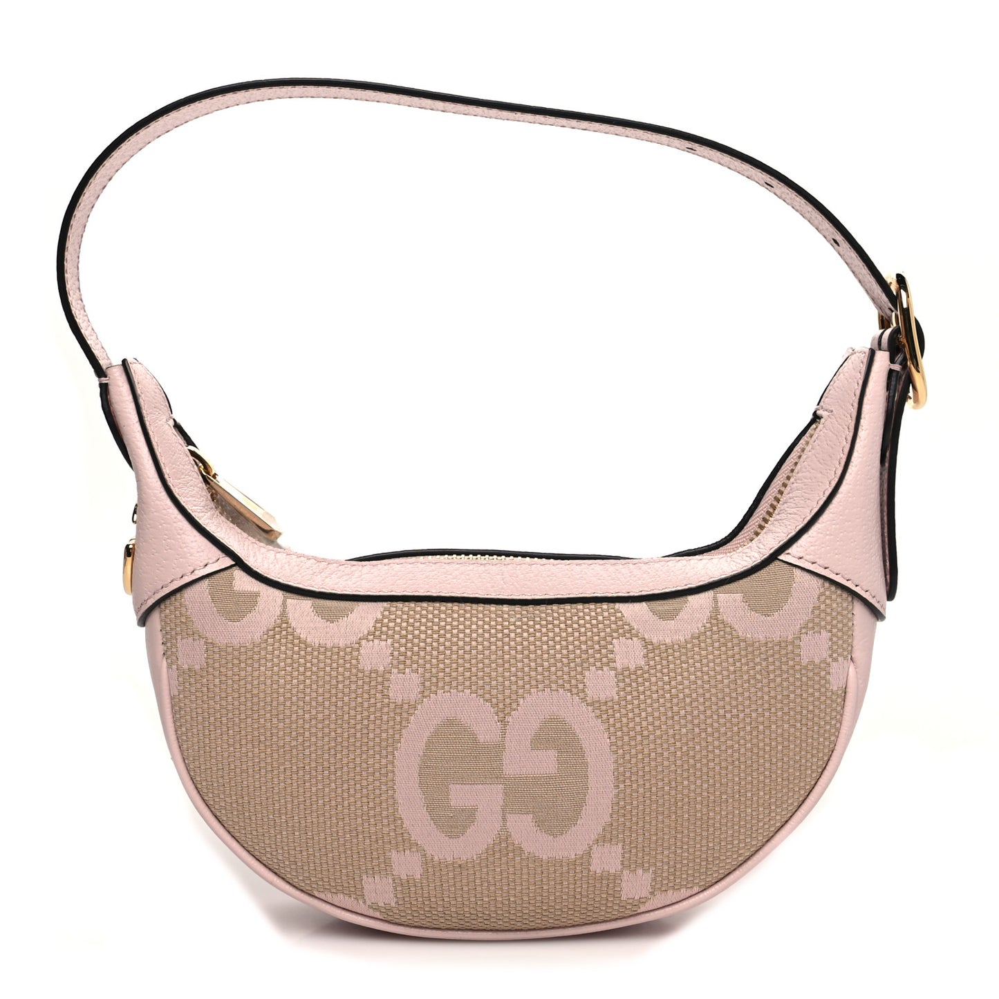 Monogram Jumbo GG Textured Dollar Calfskin Mini Ophidia Half Moon Hobo Beige Perfect Pink