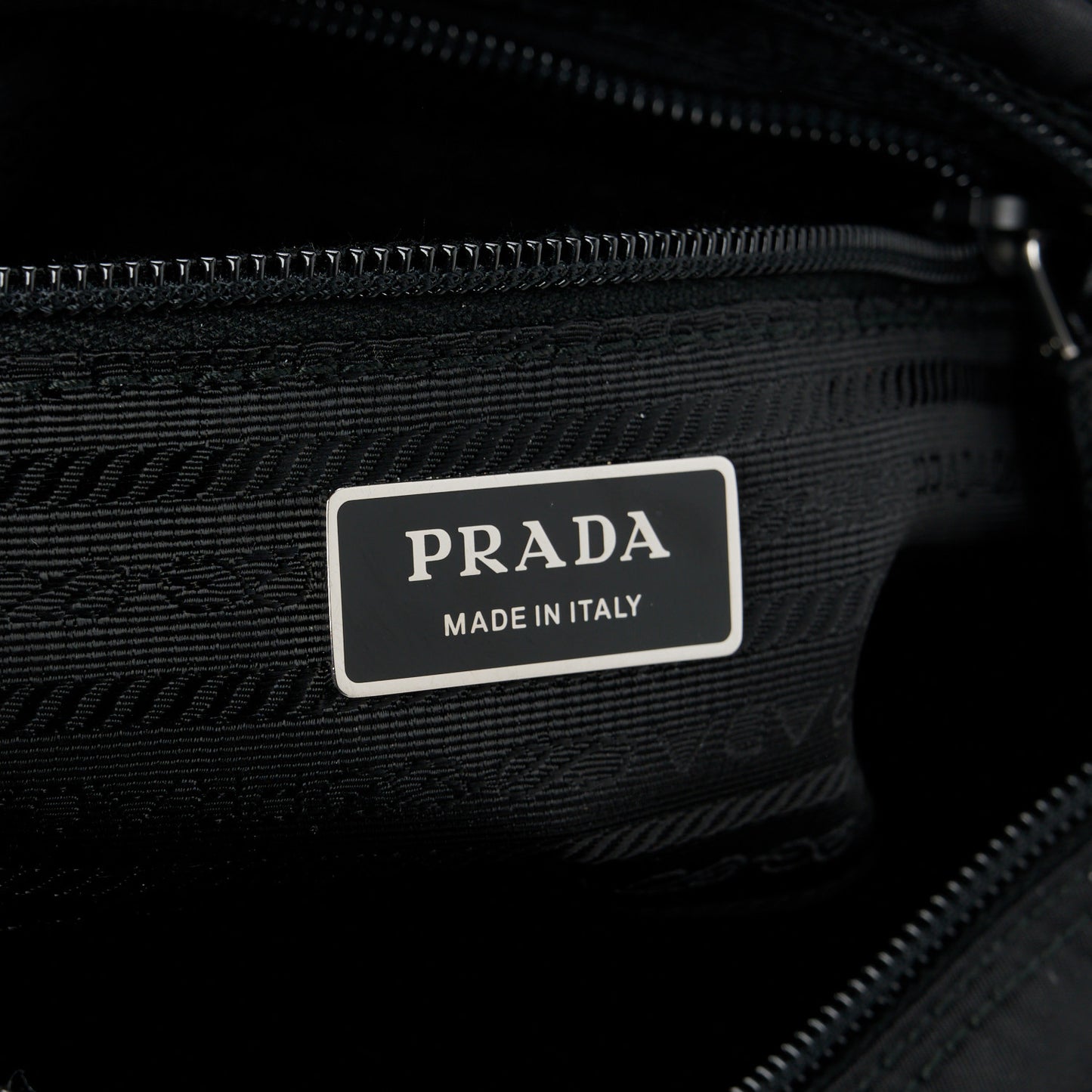 Re-Nylon Vela Saffiano Pocket Double Zip Shoulder Bag Black