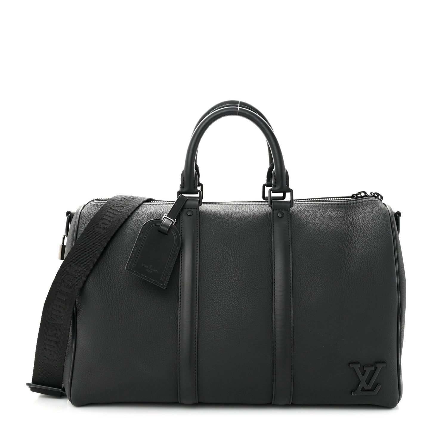 Grained Calfskin Aerogram Keepall Bandouliere 40 Black