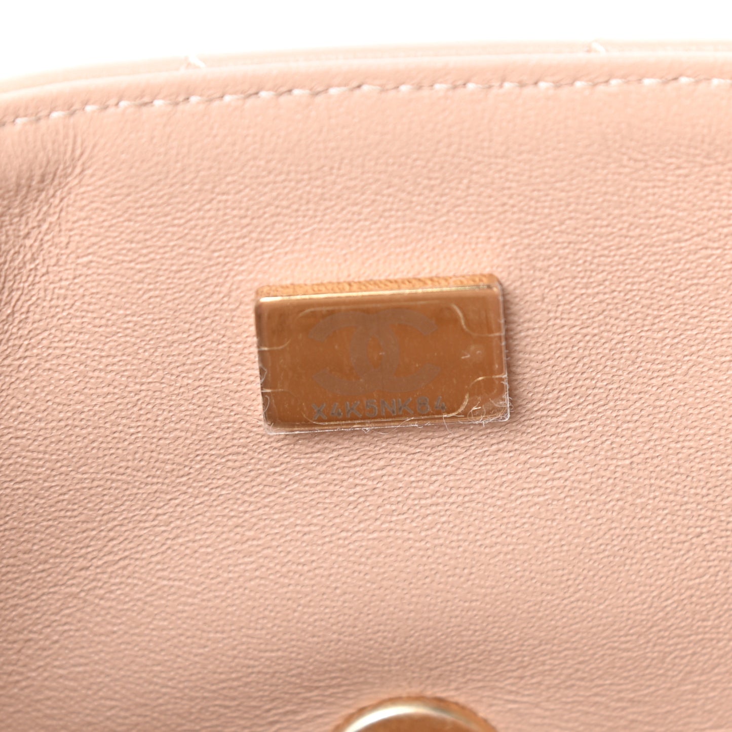Lambskin Quilted Mini Top Handle Rectangular Flap Beige