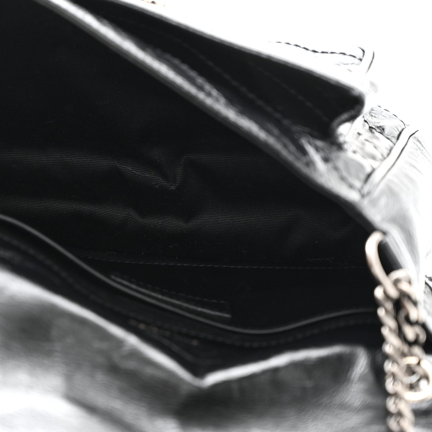 Crinkled Lambskin Matelasse Monogram Baby Niki Chain Satchel Black