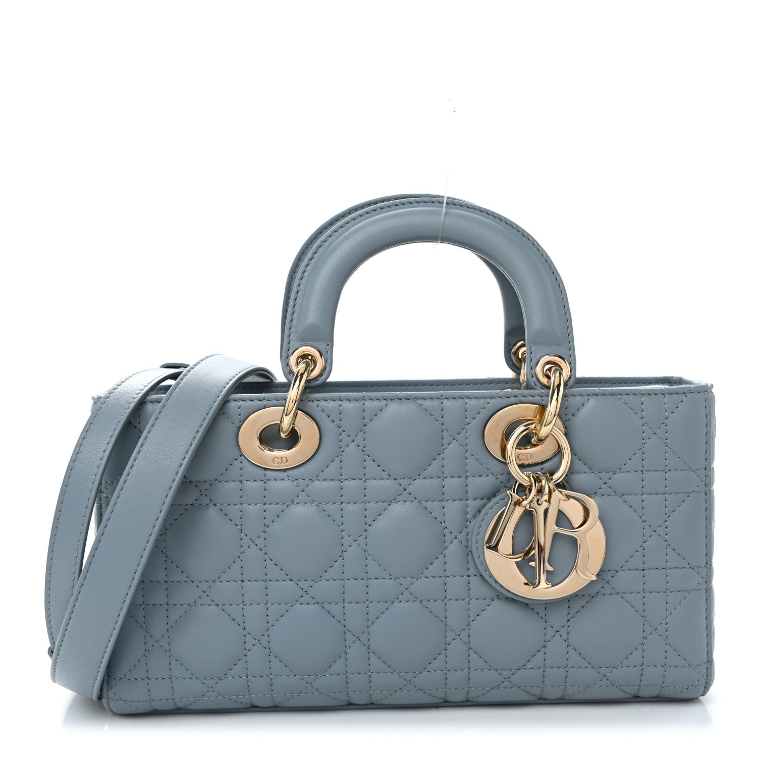 Christian Dior Lambskin Cannage Medium Lady D-Joy Light Blue