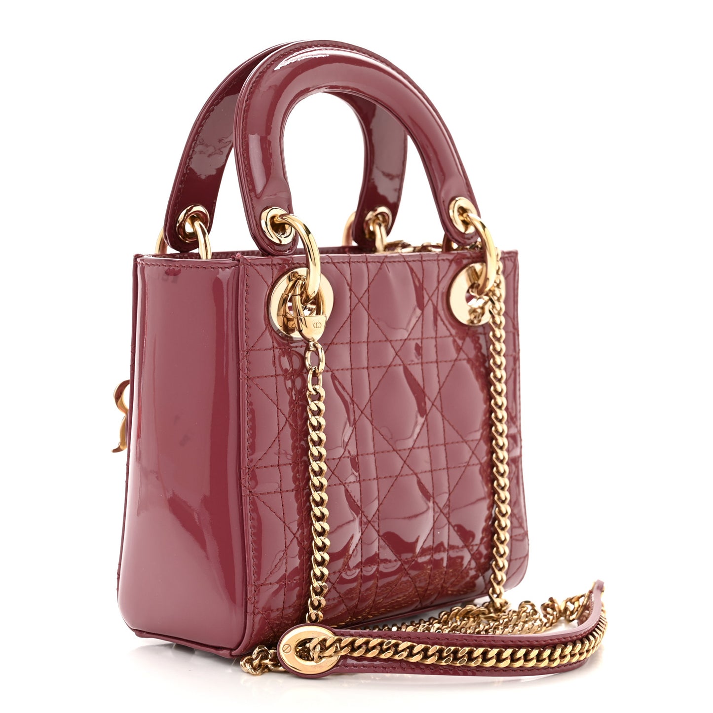 Patent Cannage Mini Lady Dior Dark Pink