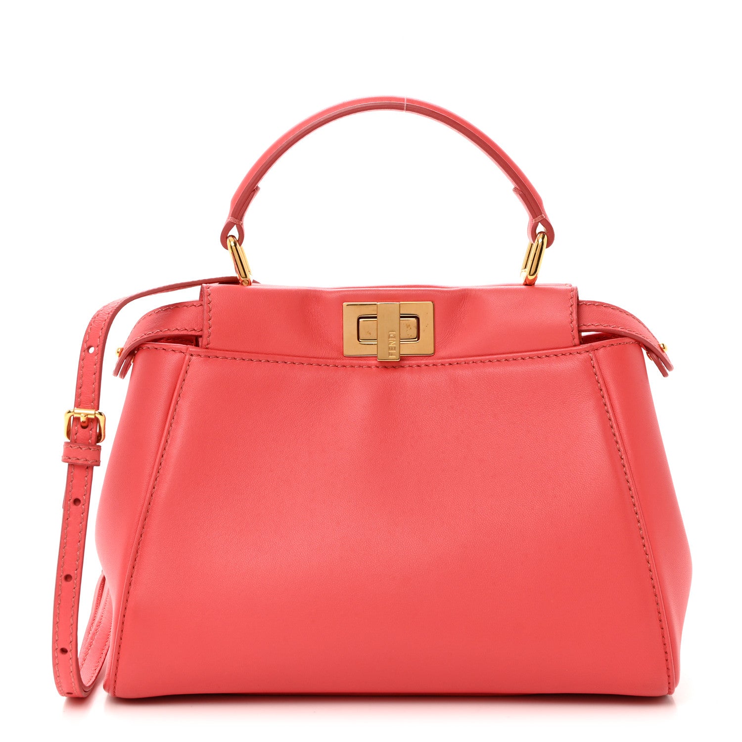 Fendi Nappa Stacked Bar Mini Peekaboo Iconic Satchel Lampone 1 of 11