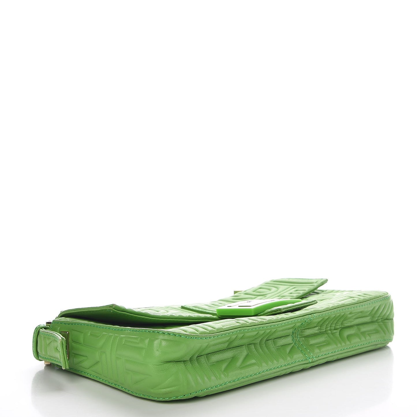 Nappa Logo Embossed Baguette Green