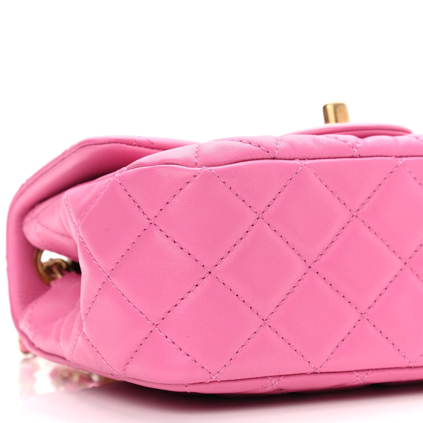 Lambskin Quilted Mini Pearl Crush Flap Pink