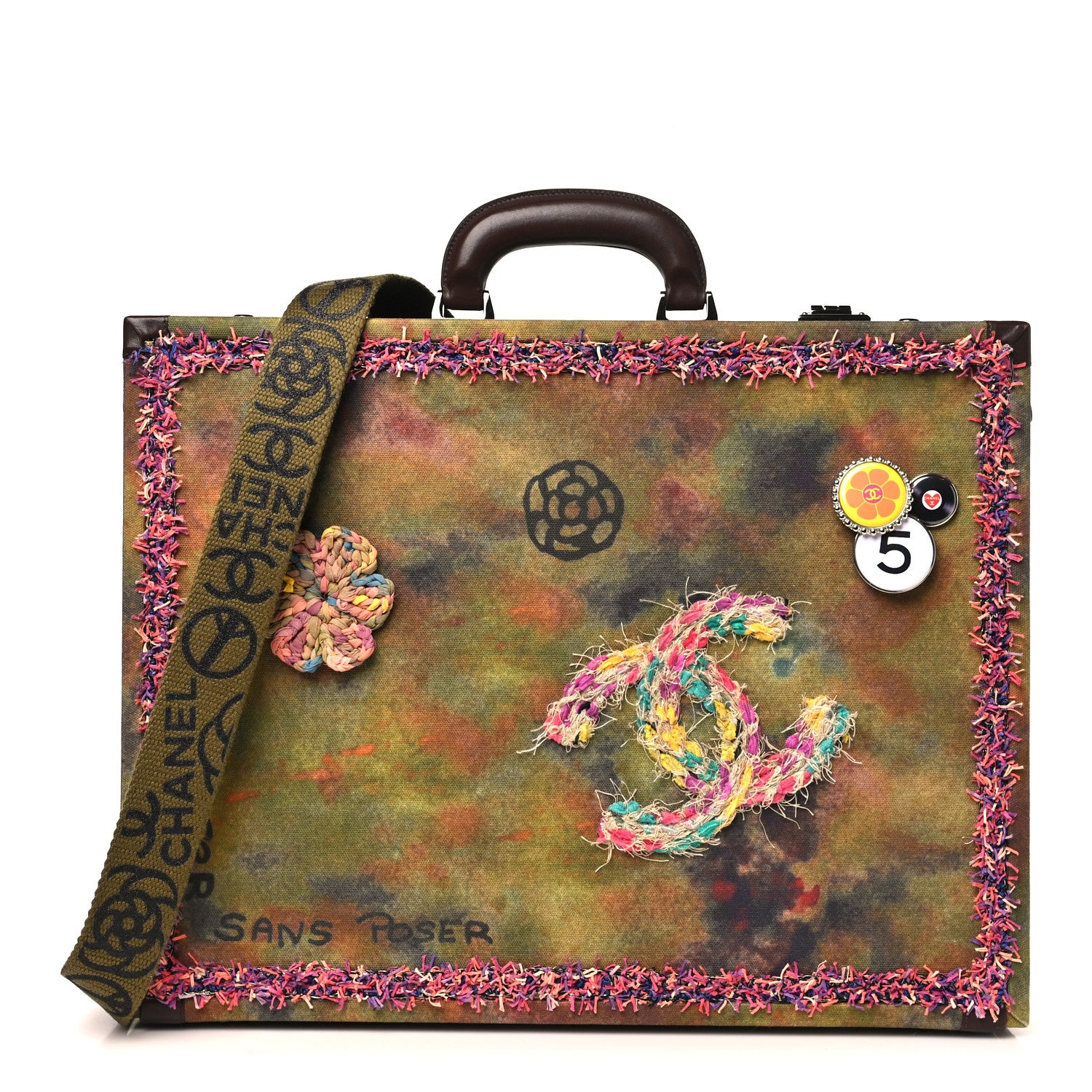 Chanel Washed Toile Graffiti On The Pavements Briefcase Khaki