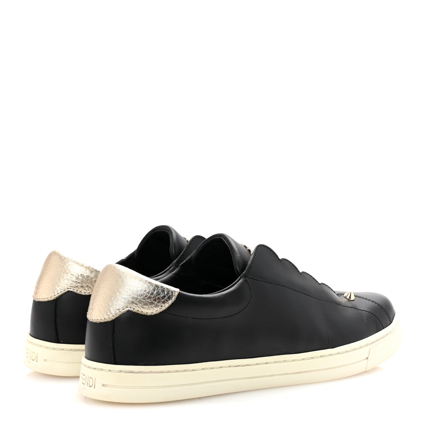 Vitello Lurex Rockoclick Slip On Sneakers 38 Black Gold